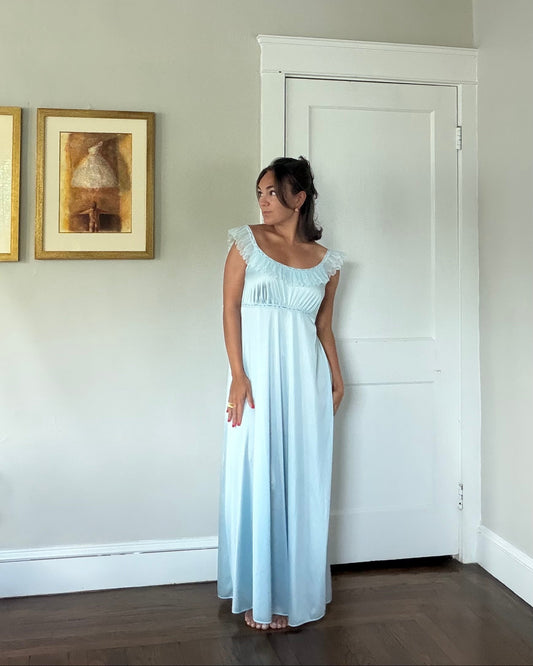 Blue Ruffle Tie-Back Slip
