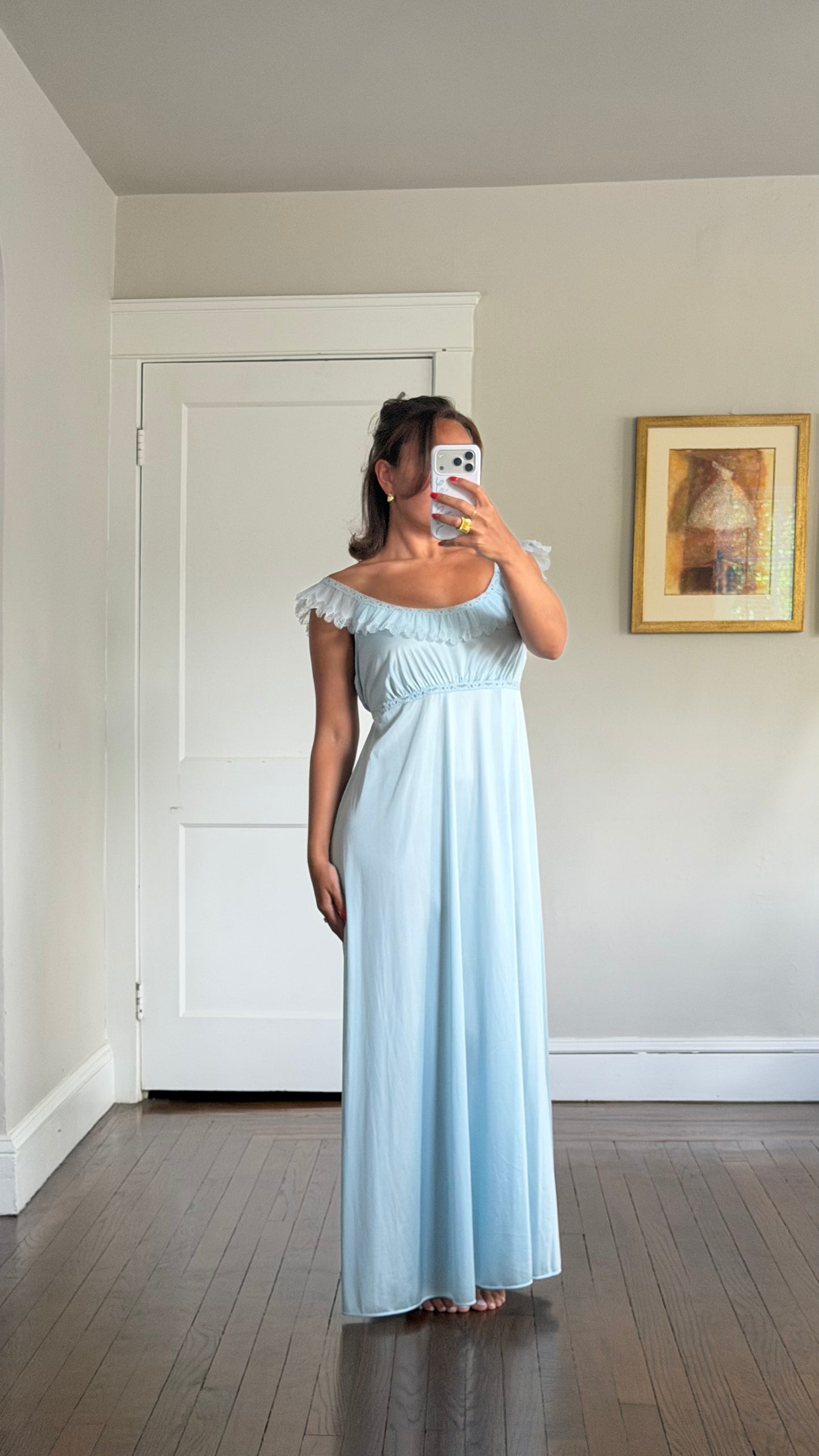 Blue Ruffle Tie-Back Slip