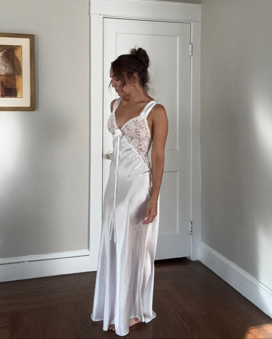 Rare Mara Intimates Lace Rosette & Ribbon Detail Slip Dress