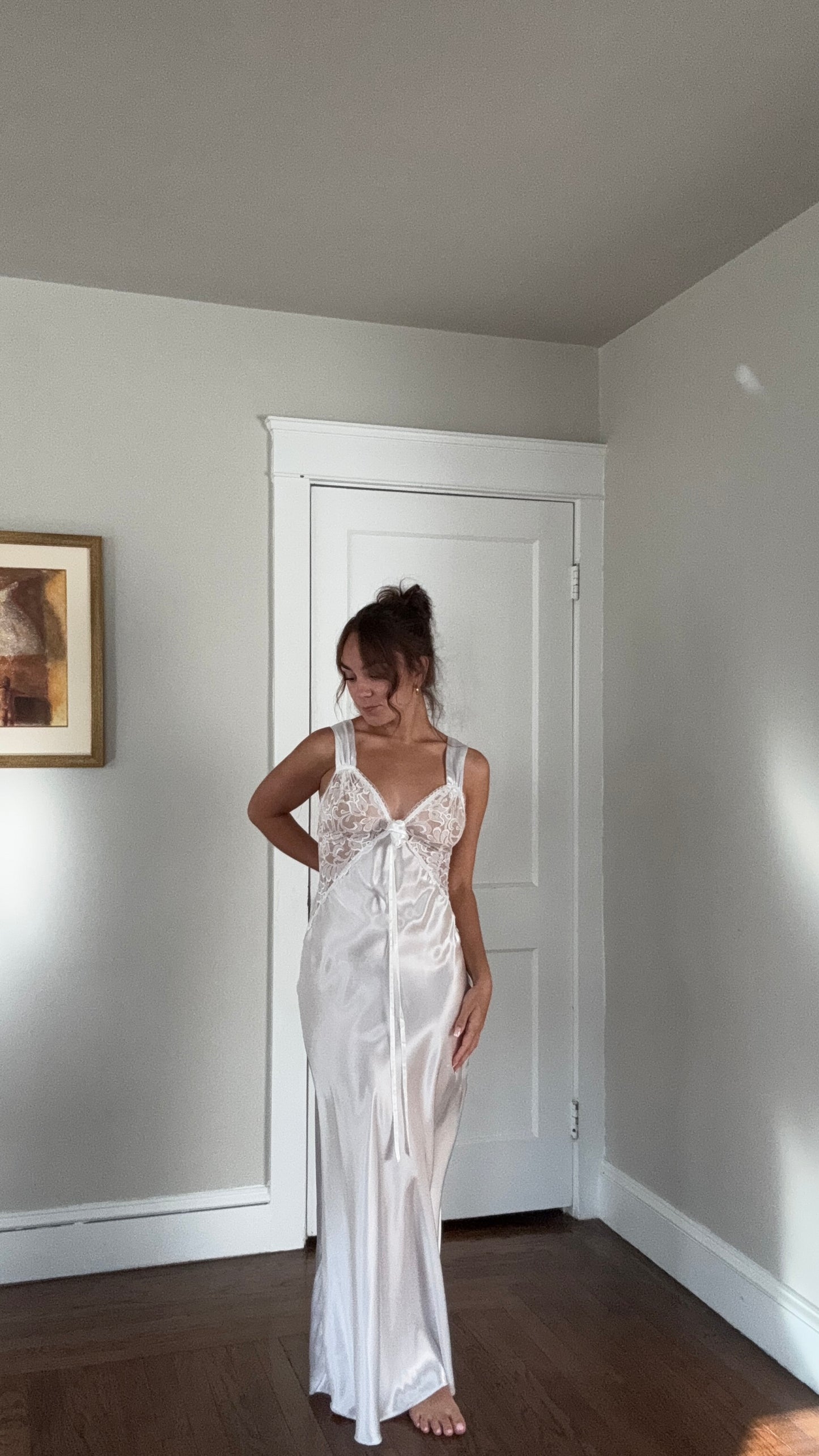 Rare Mara Intimates Lace Rosette & Ribbon Detail Slip Dress