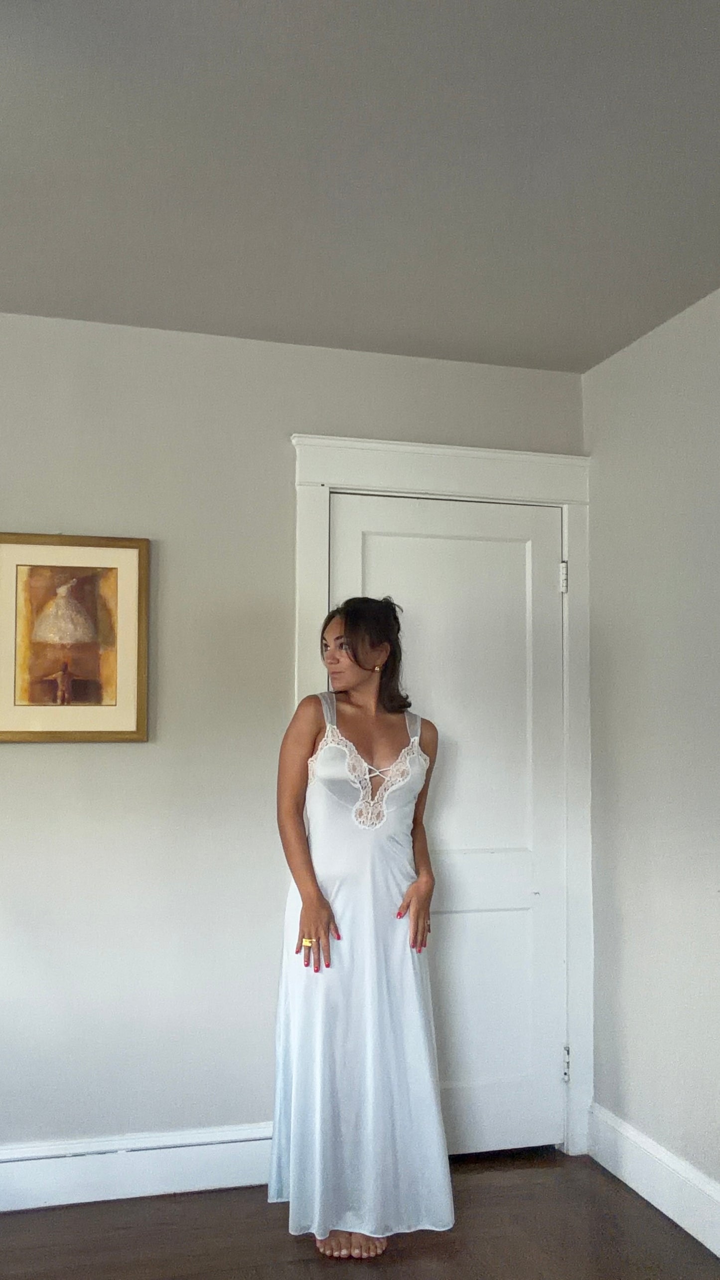 Bridal Blue Sheer-Back Slip and Robe Peignoir Set