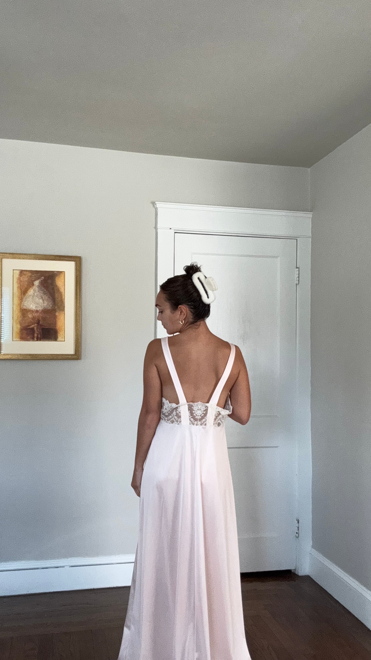 Rare Vintage Blush Pink Lace Detail Slip