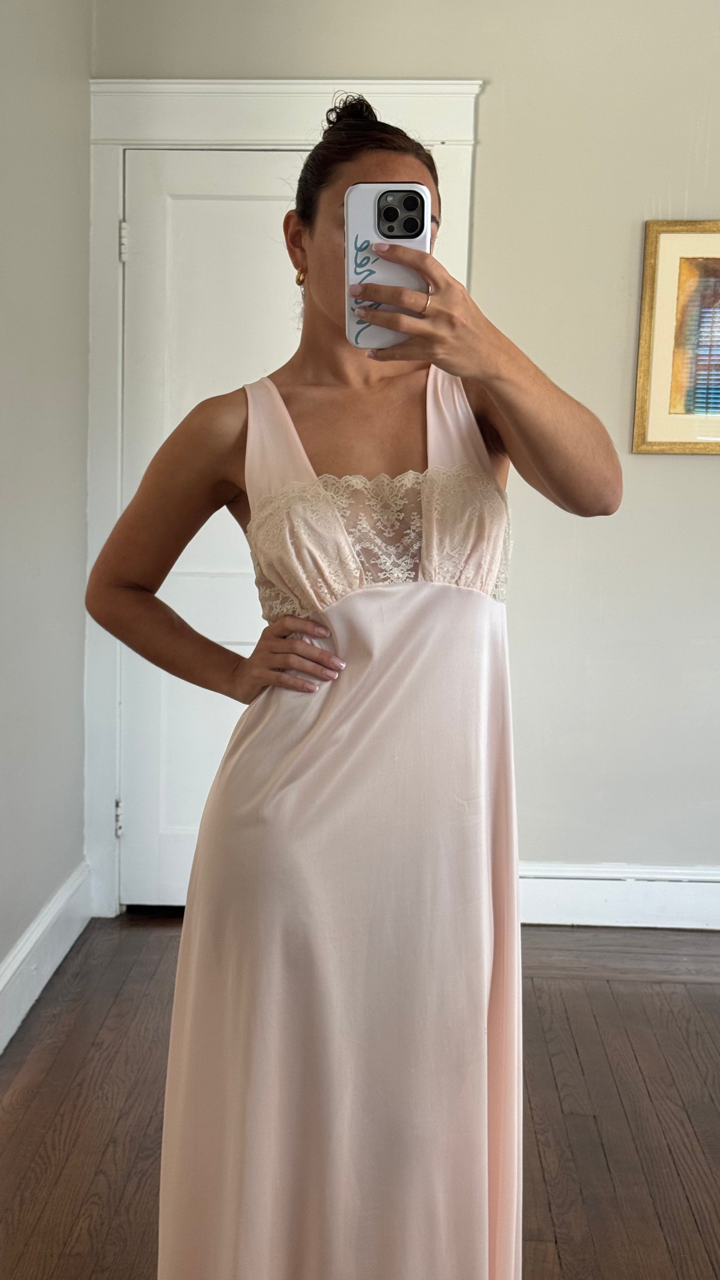 Rare Vintage Blush Pink Lace Detail Slip