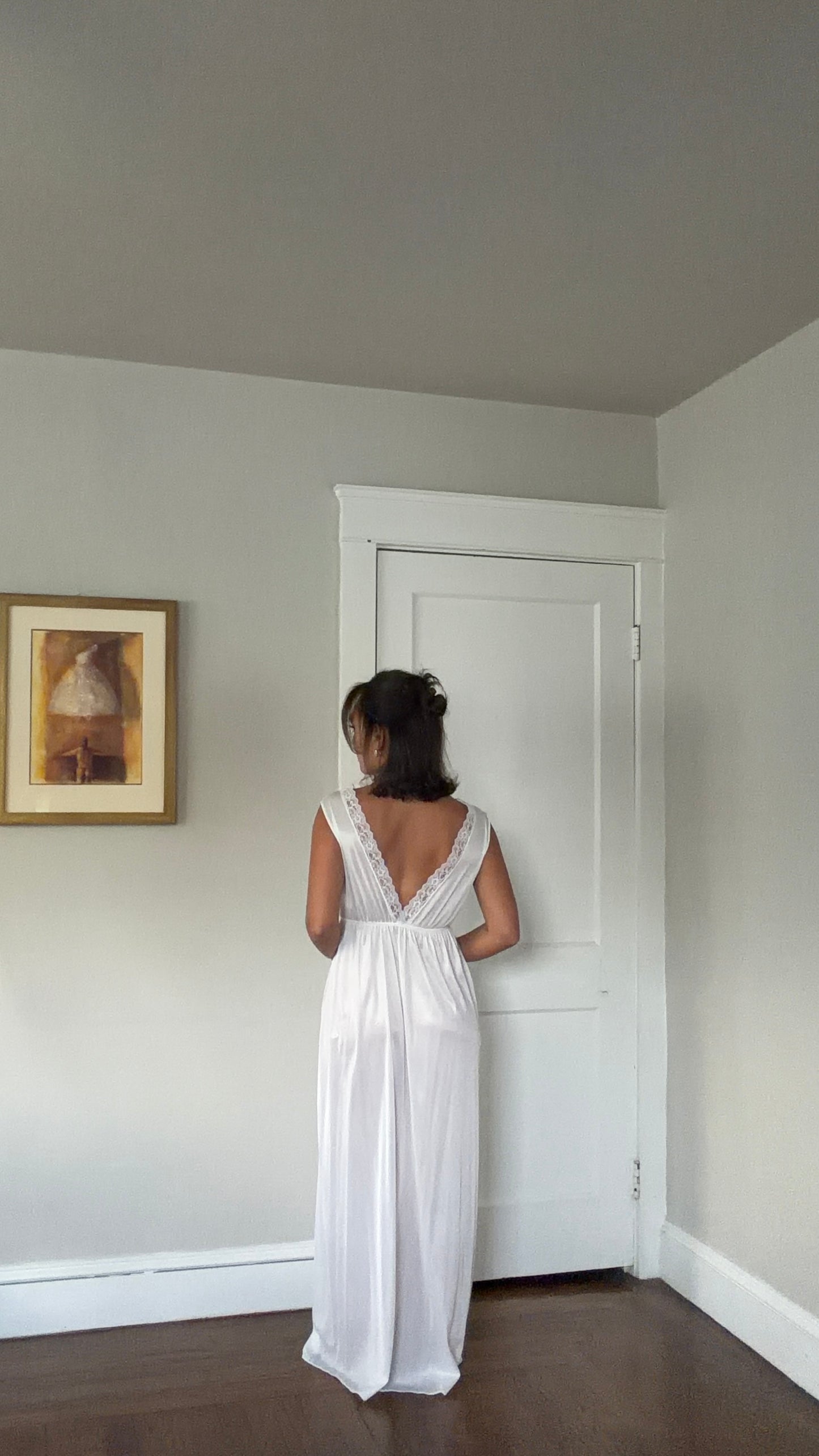 White Peignoir Set with Blue Details