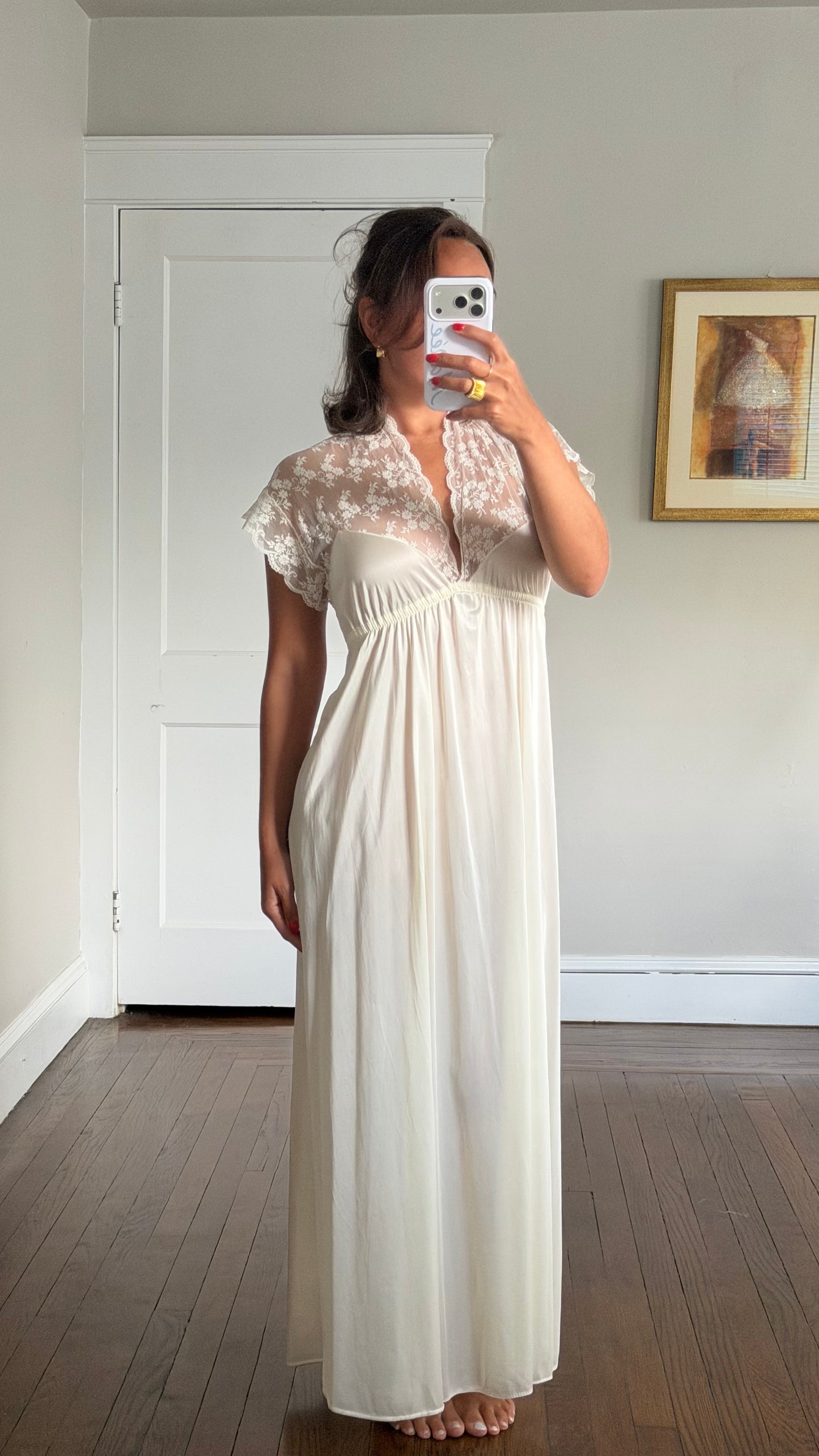 Cap Sleeve Lace Ivory/Cream Slip
