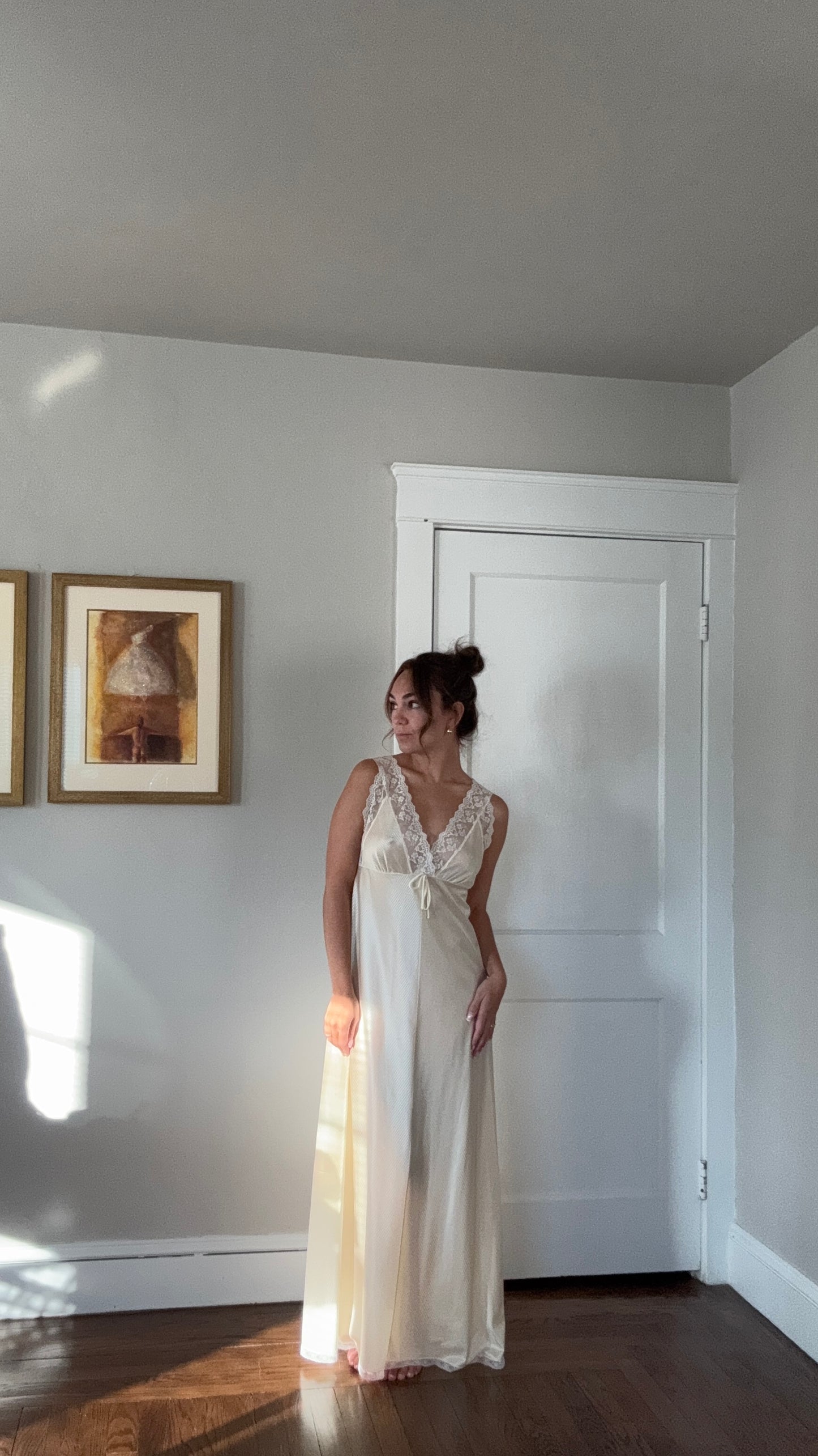 Pale Yellow Lace & Bow Detail Slip