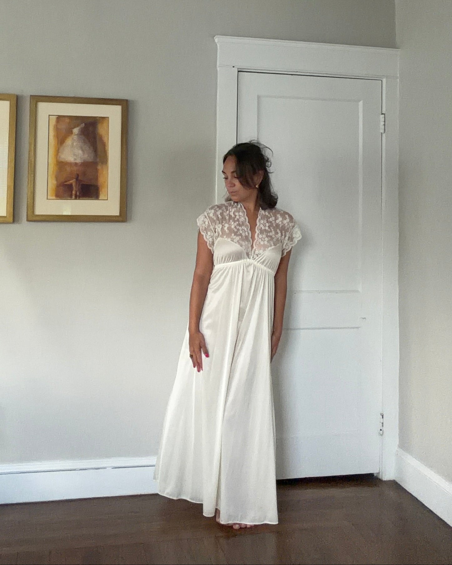 Cap Sleeve Lace Ivory/Cream Slip