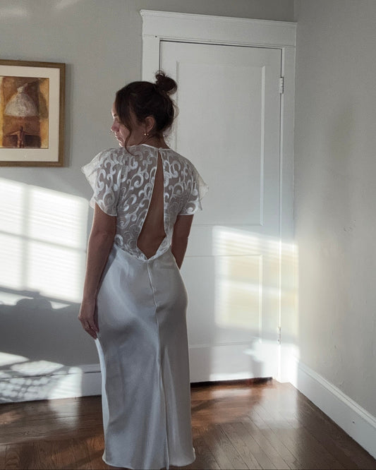 Flutter Sleeve Open-Back Slip