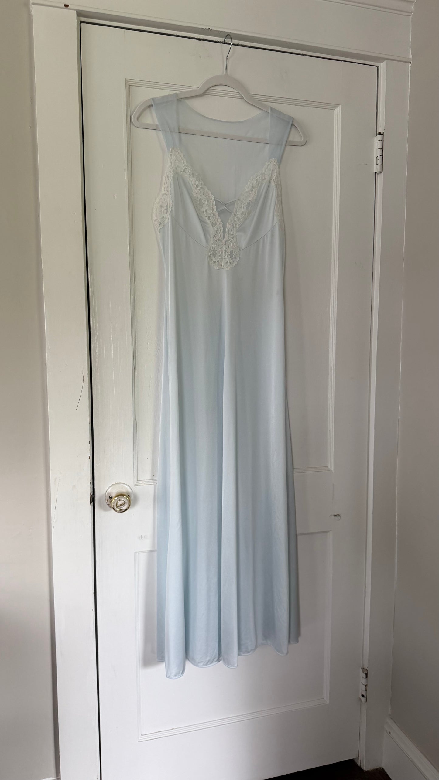 Bridal Blue Sheer-Back Slip and Robe Peignoir Set