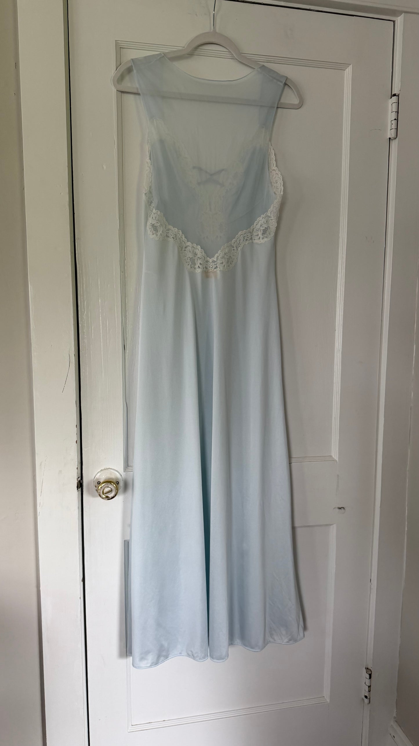 Bridal Blue Sheer-Back Slip and Robe Peignoir Set