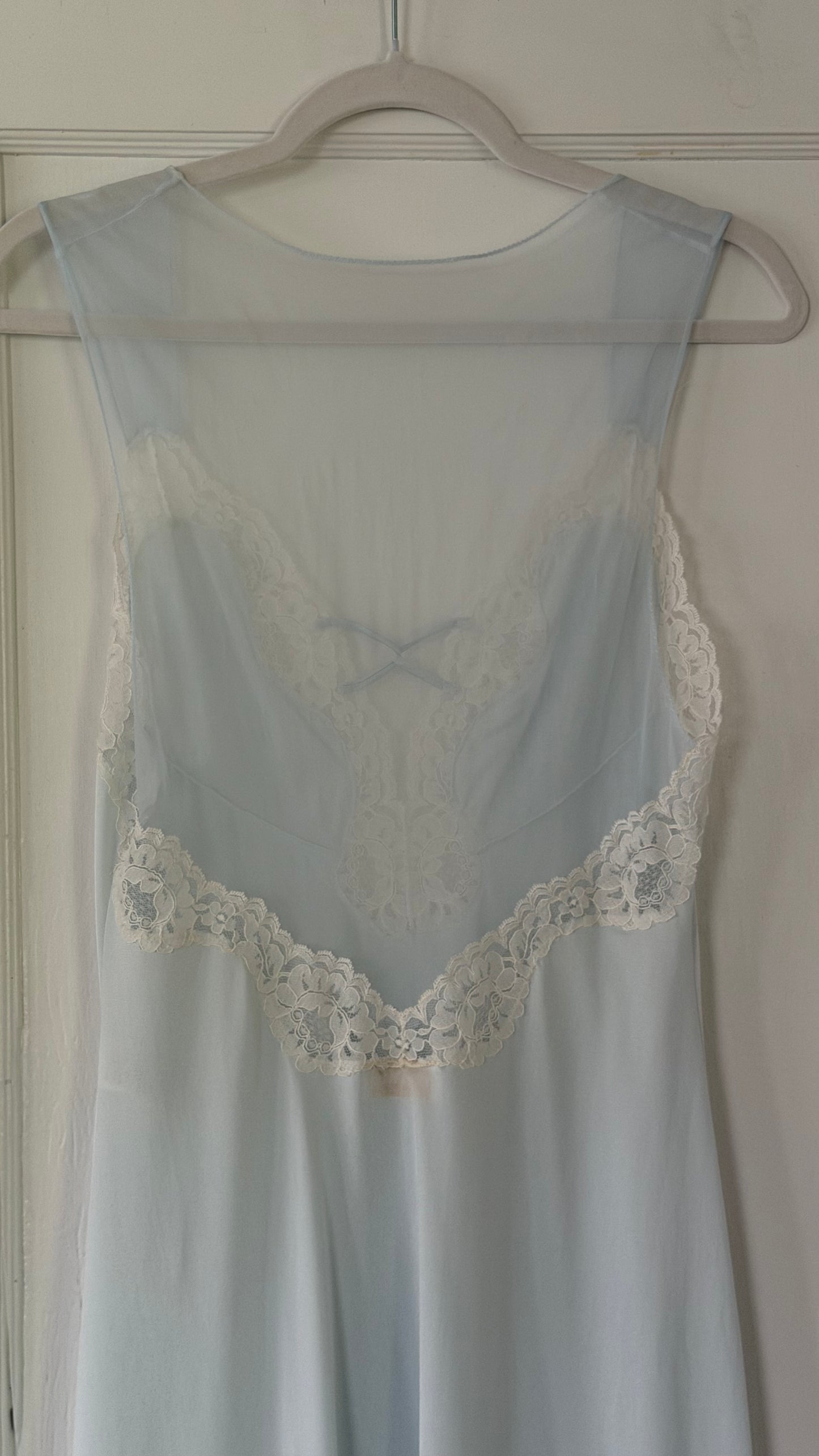 Bridal Blue Sheer-Back Slip and Robe Peignoir Set