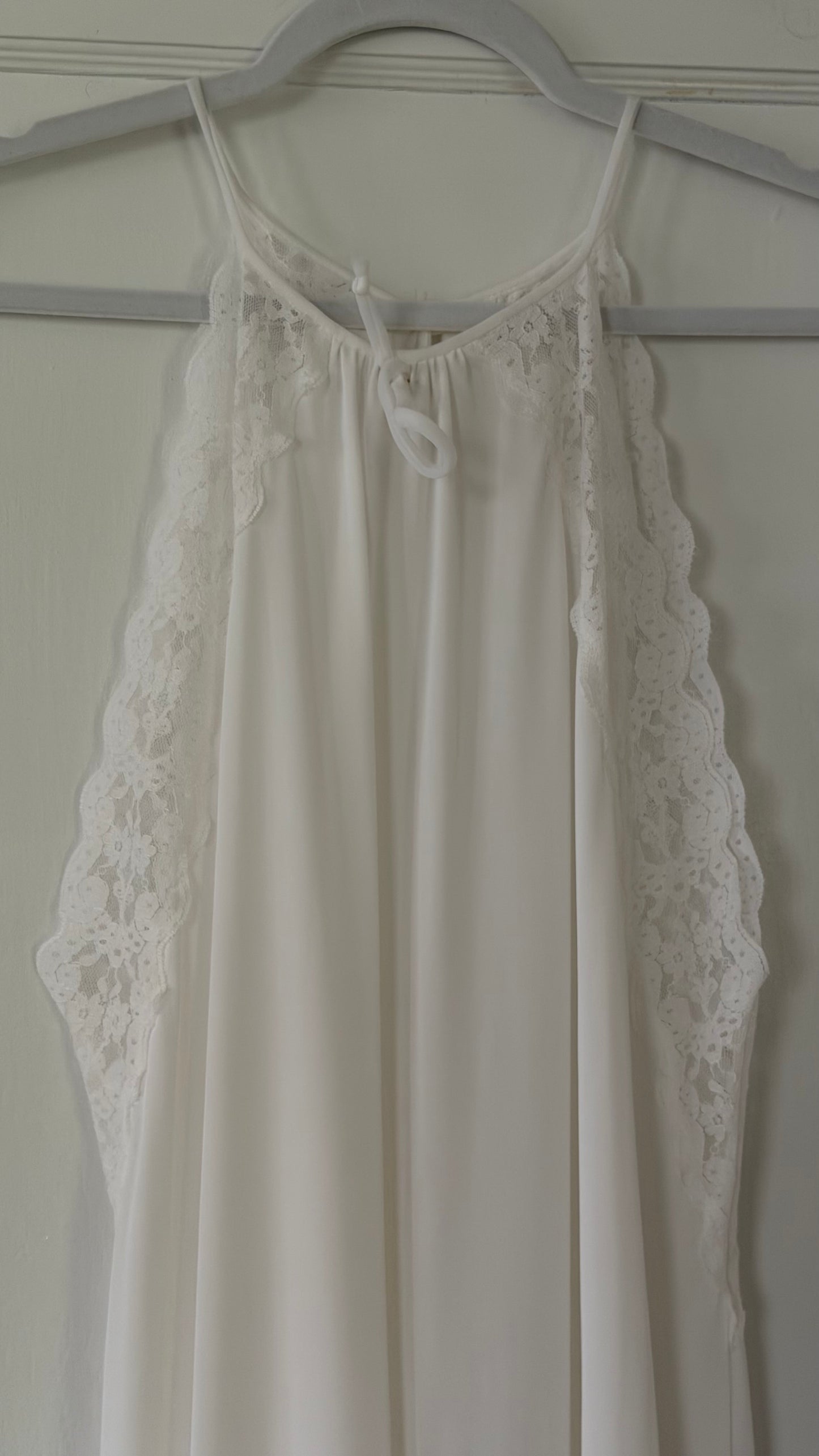 Lace-Detail White Halter Slip