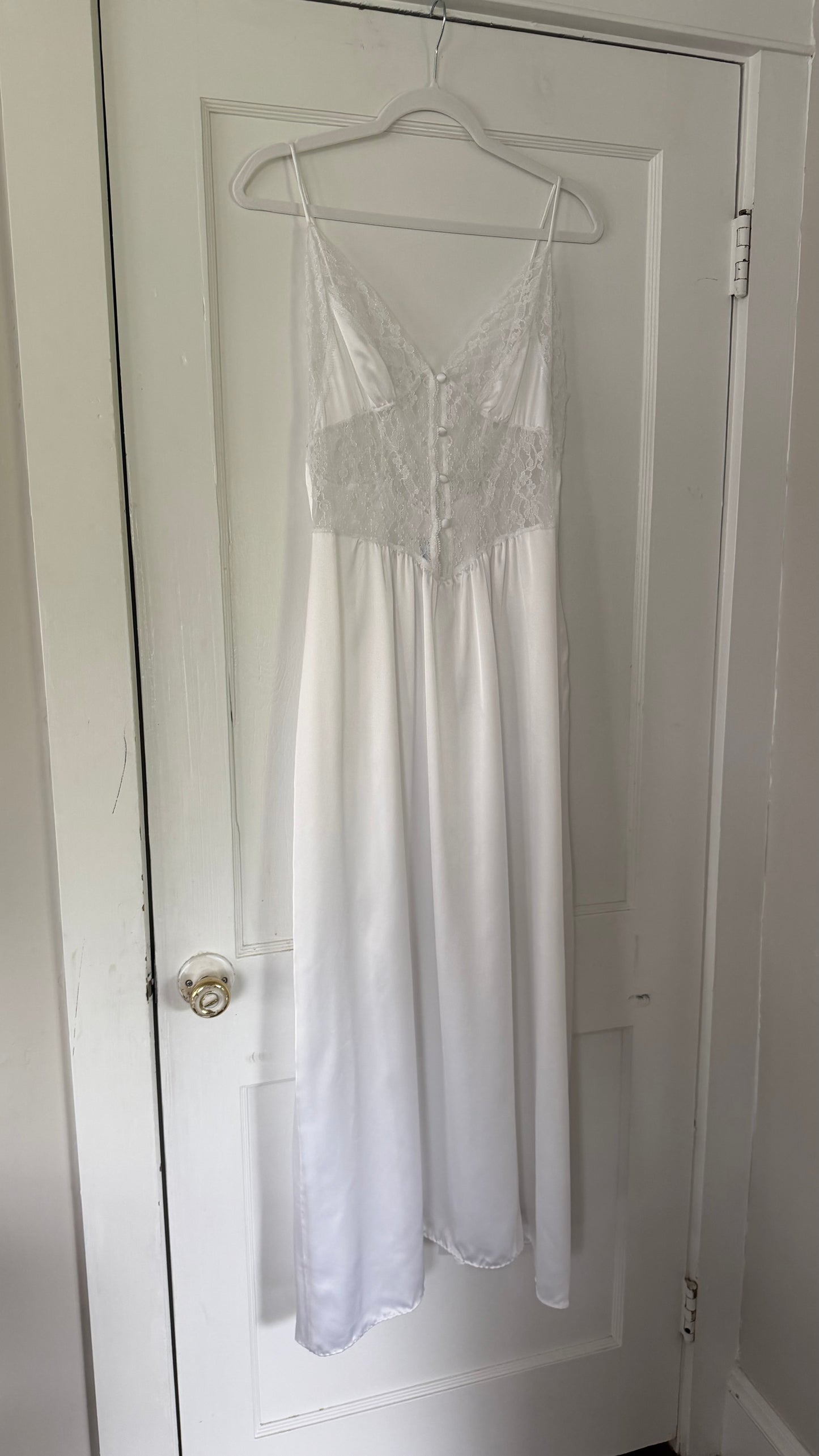 White Lace Detail Button Slip