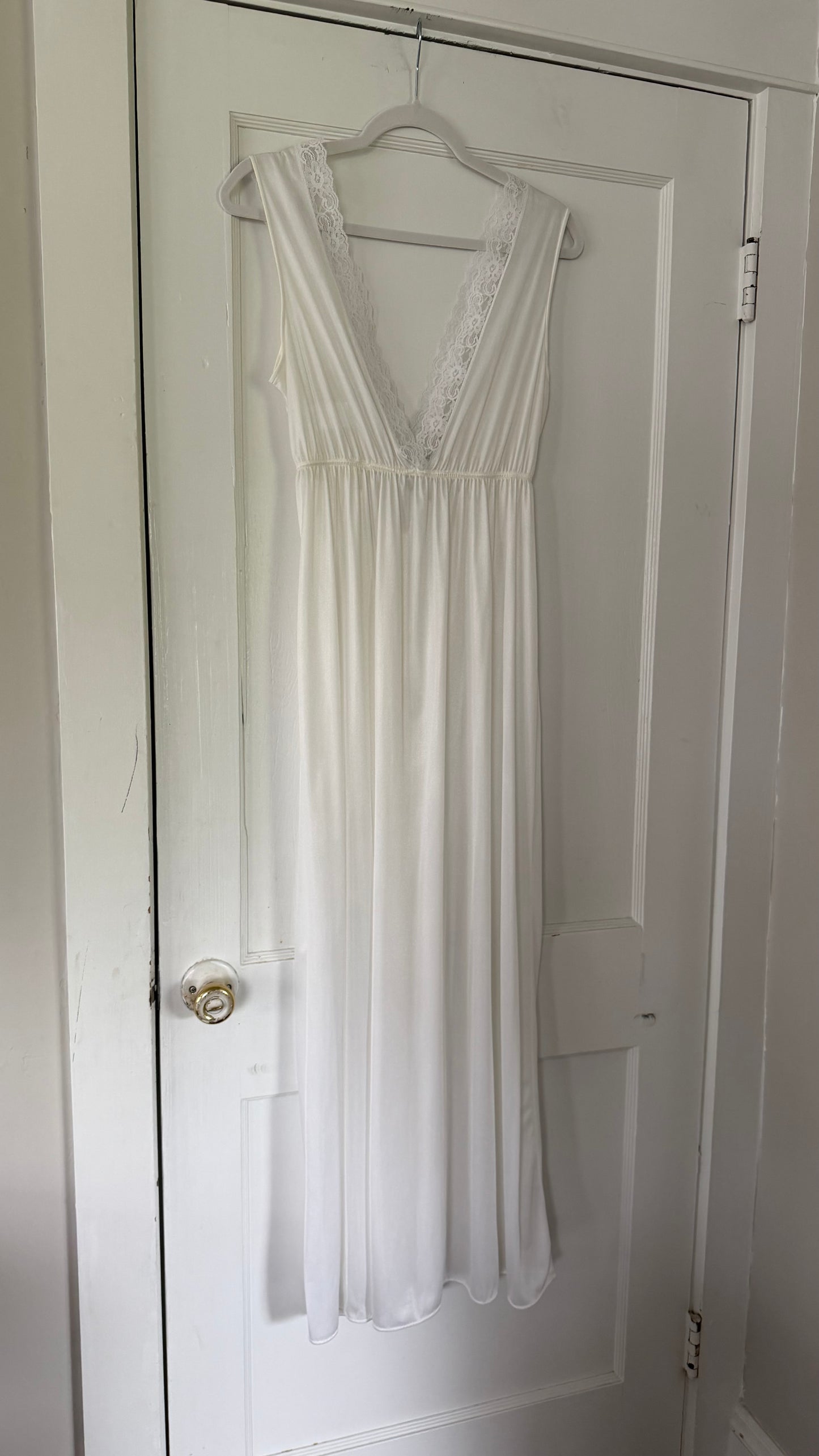 White Peignoir Set with Blue Details