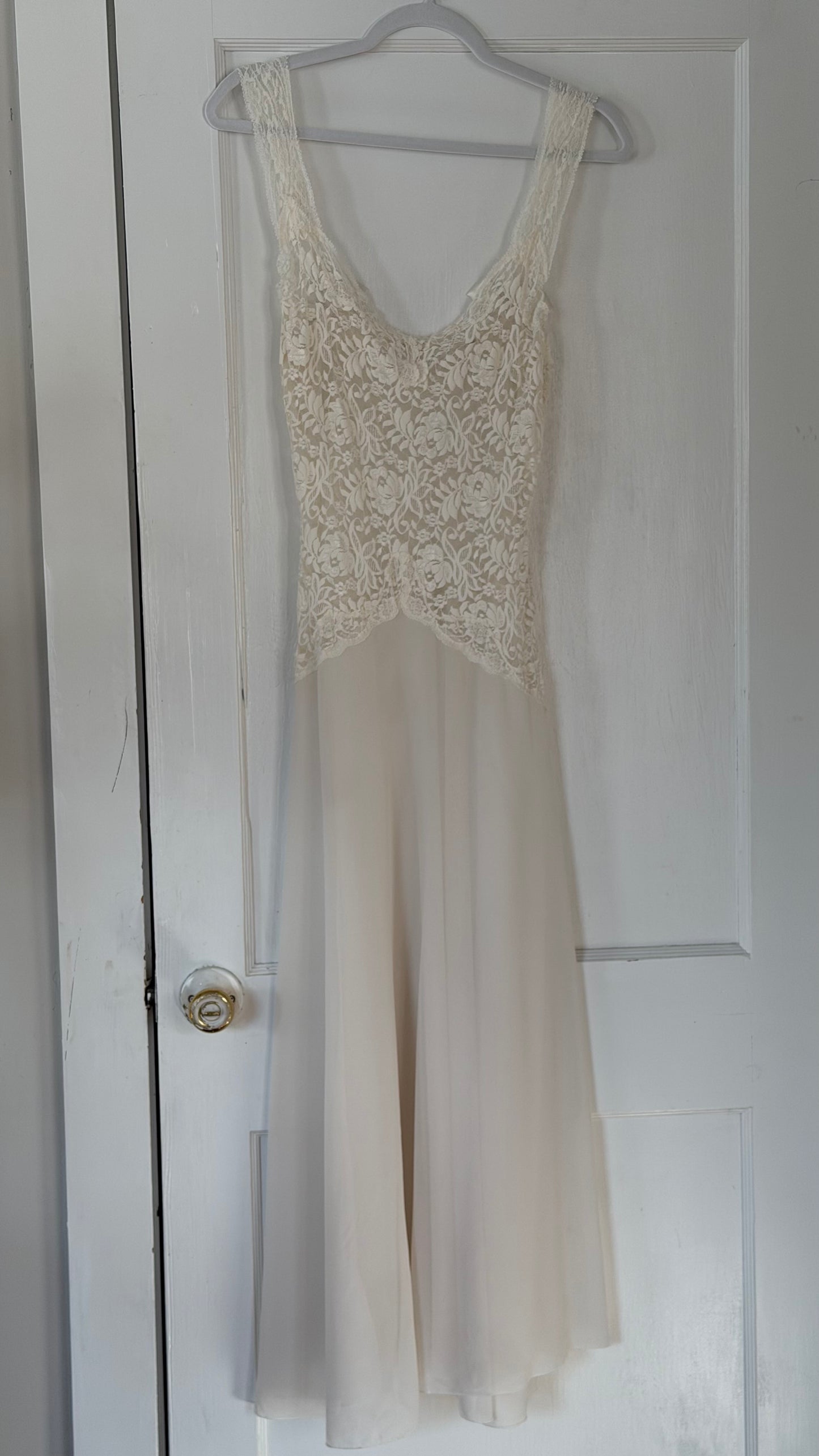 Drop-Waist Lace Sheer Slip with Bow Details