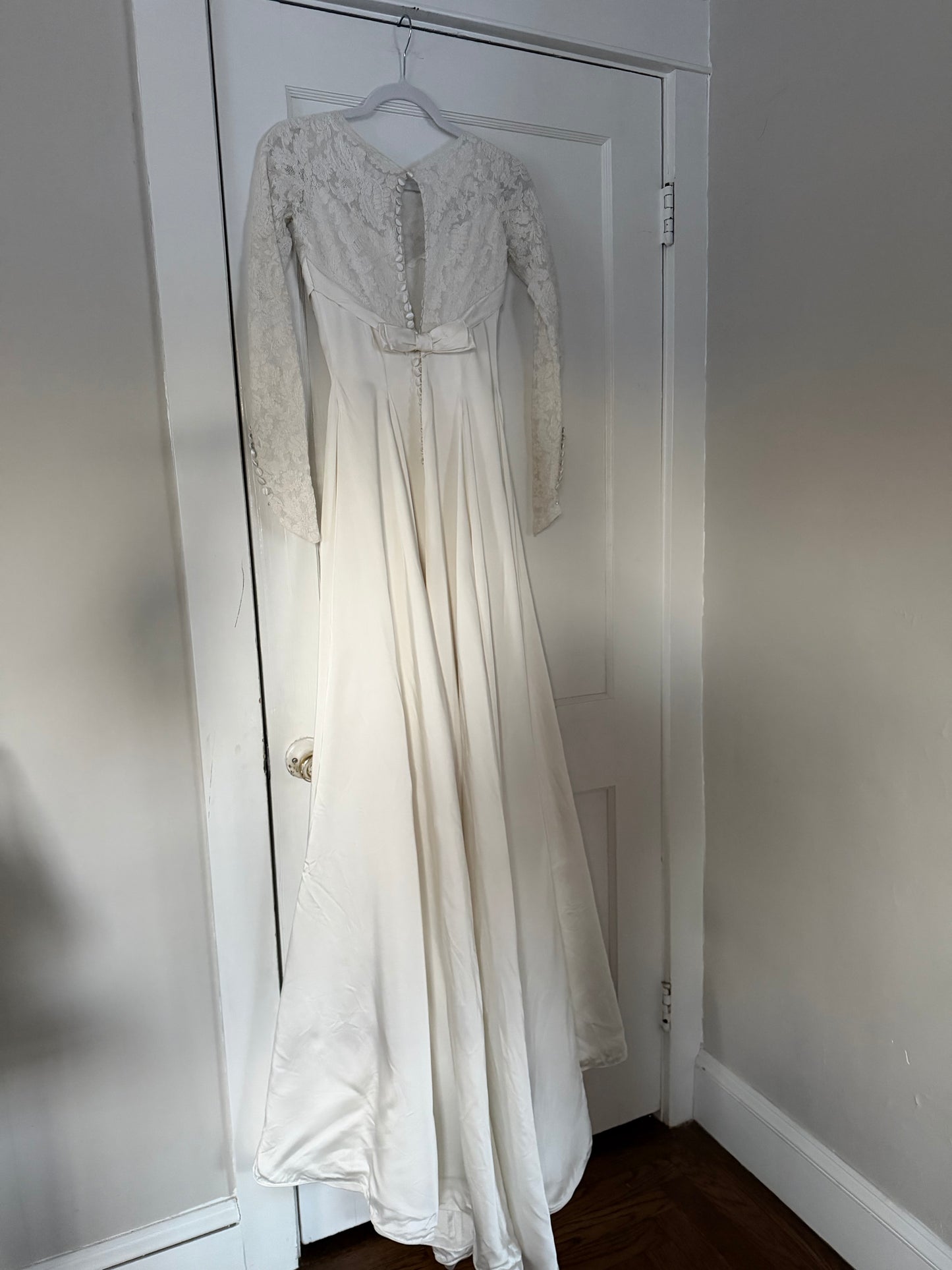1940s Long Sleeve Lace Wedding Gown