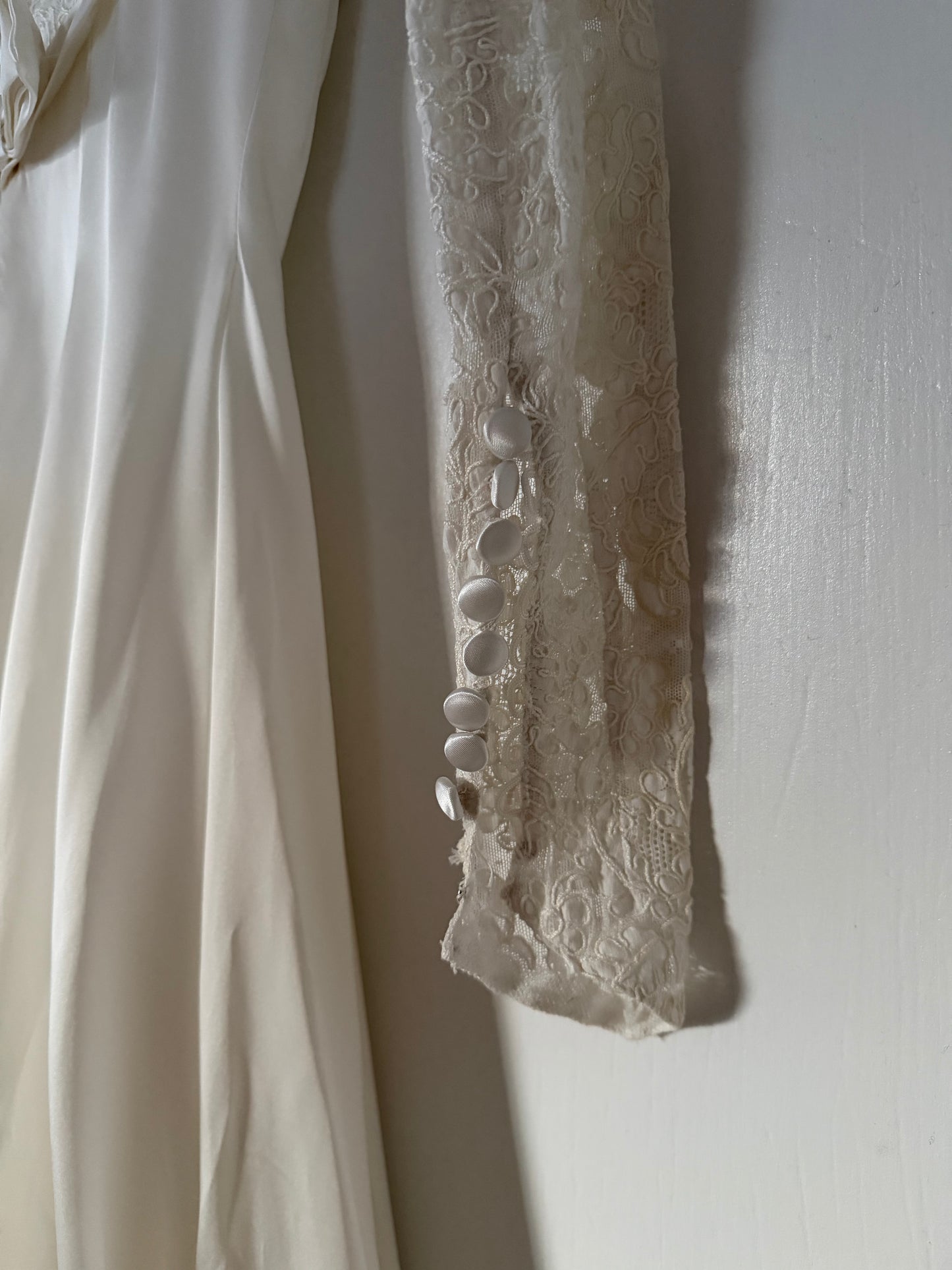 1940s Long Sleeve Lace Wedding Gown