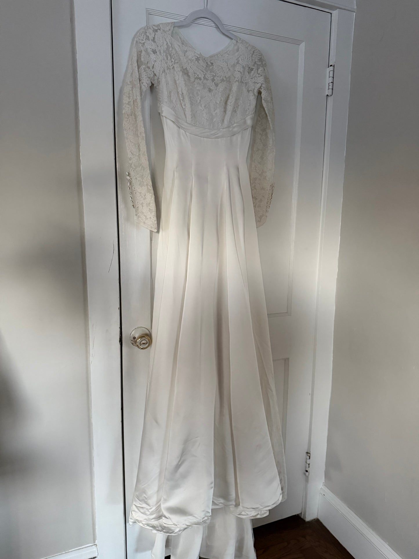 1940s Long Sleeve Lace Wedding Gown