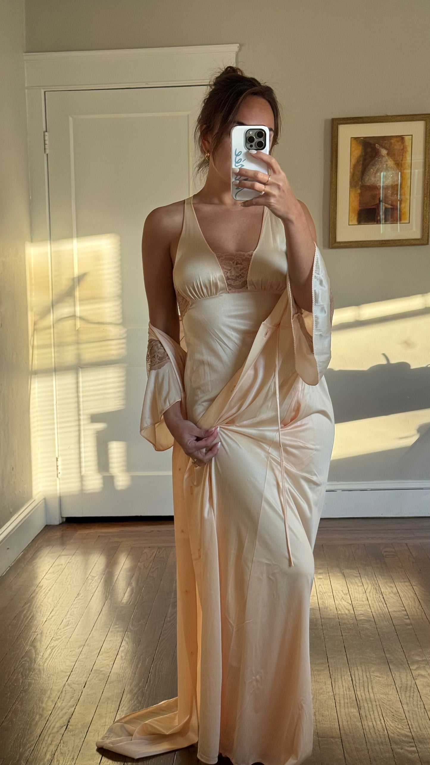 Tom Bezduda Light Pink & Tan Slip Set