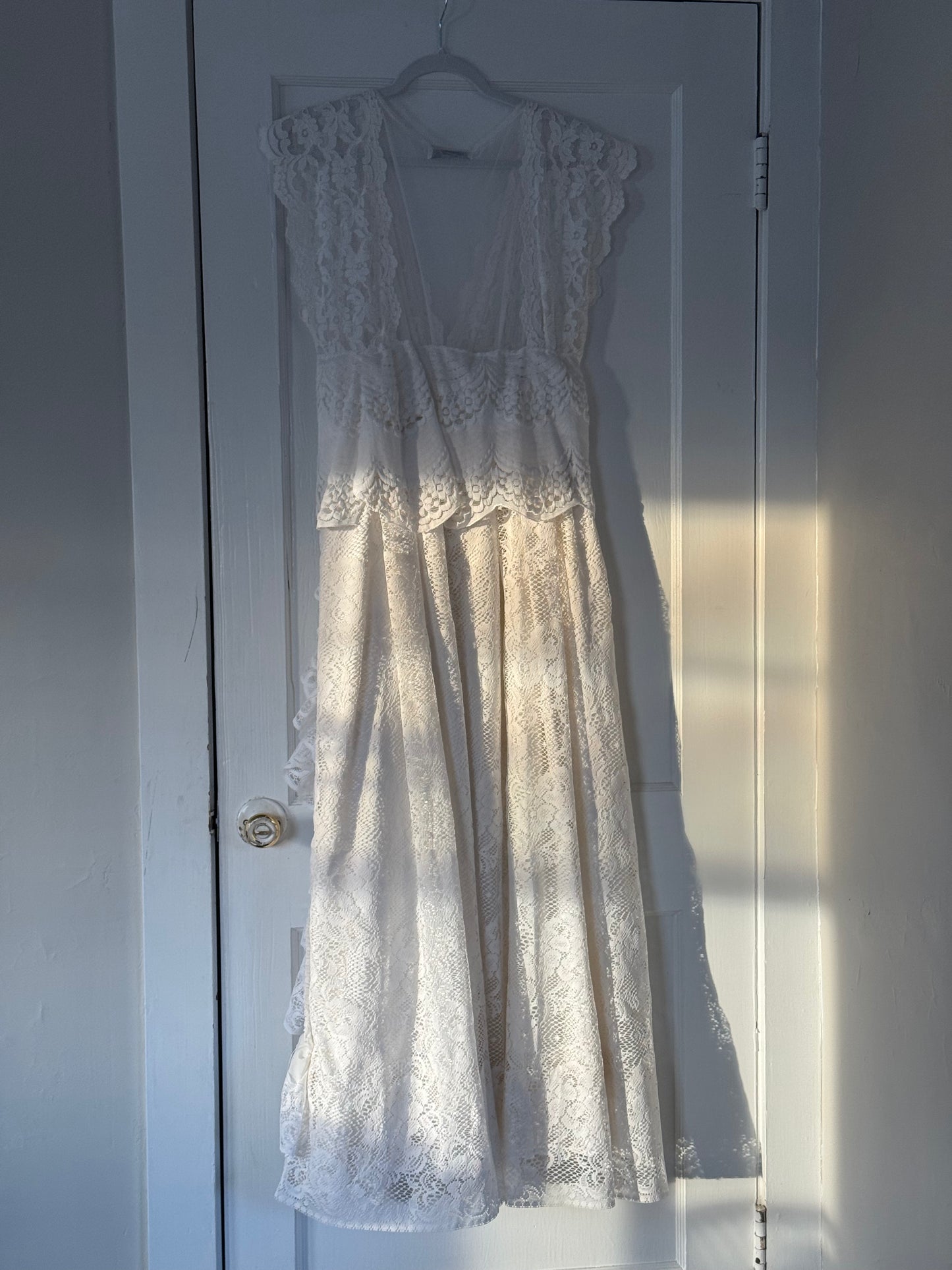 Rare Val Mode Lace Ruffle Maxi Slip/Dress