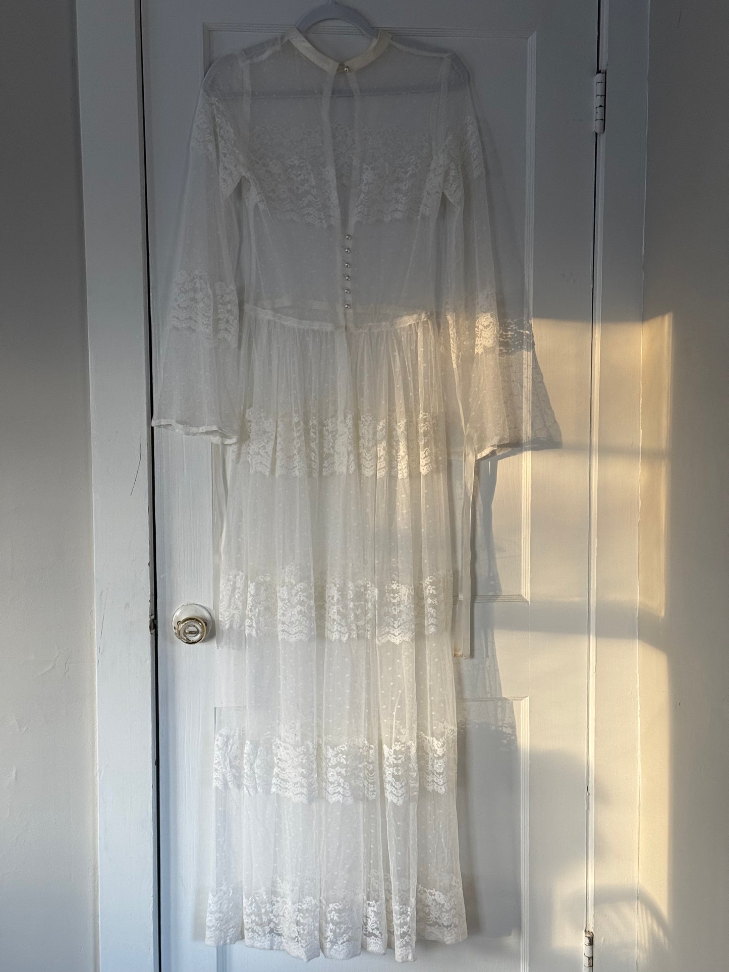 Vintage Mesh & Lace Gown Set w/ Matching Slip Dress