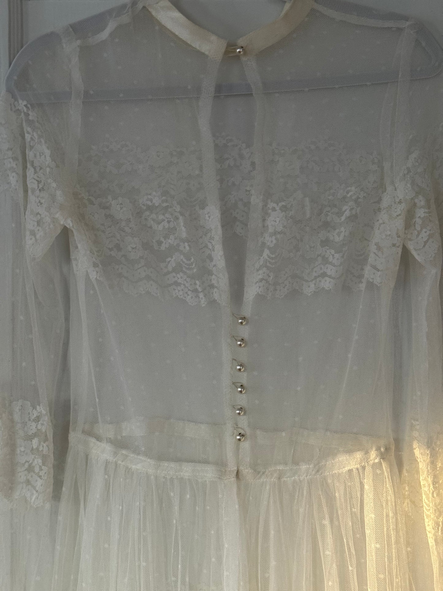 Vintage Mesh & Lace Gown Set w/ Matching Slip Dress