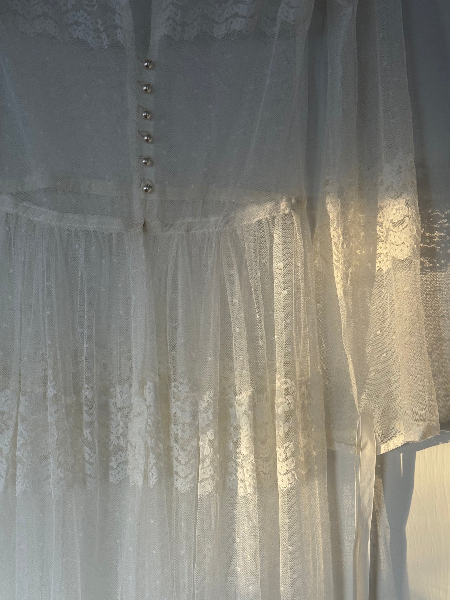 Vintage Mesh & Lace Gown Set w/ Matching Slip Dress