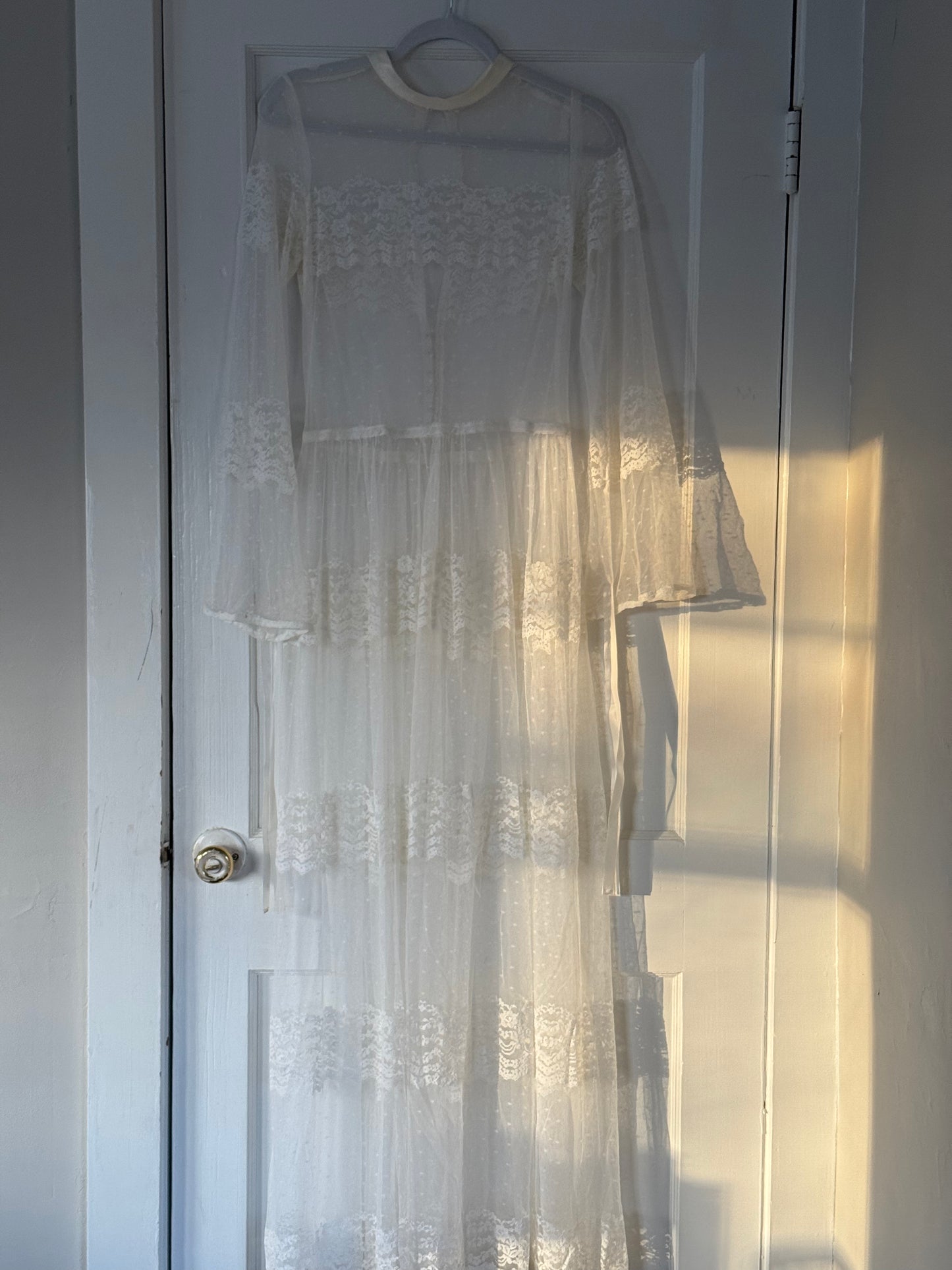 Vintage Mesh & Lace Gown Set w/ Matching Slip Dress