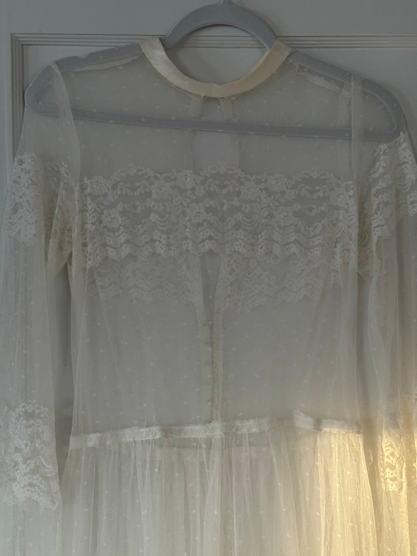 Vintage Mesh & Lace Gown Set w/ Matching Slip Dress