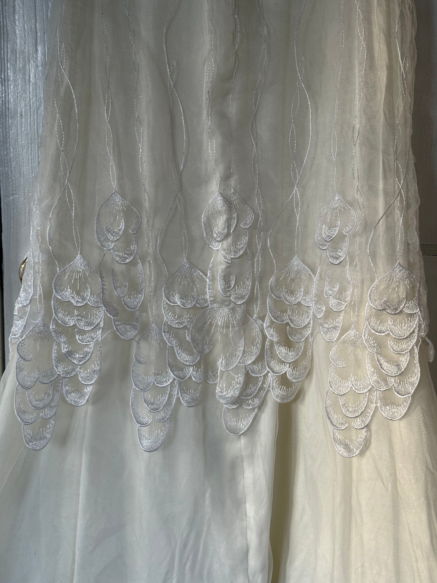 Rare Lace Petal Overlay Wedding Gown