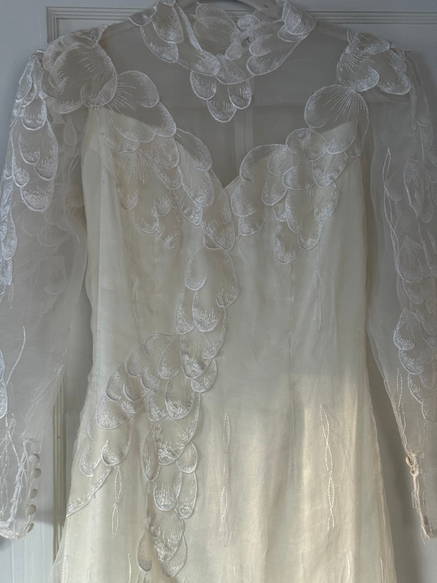 Rare Lace Petal Overlay Wedding Gown