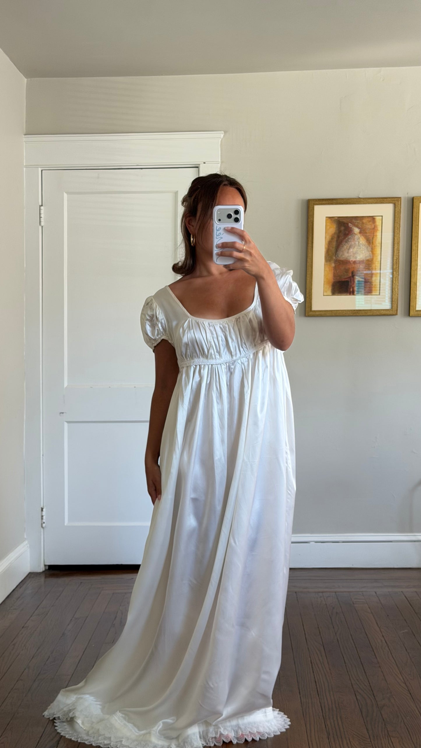 Empire Waist Cap Sleeve Wedding Gown