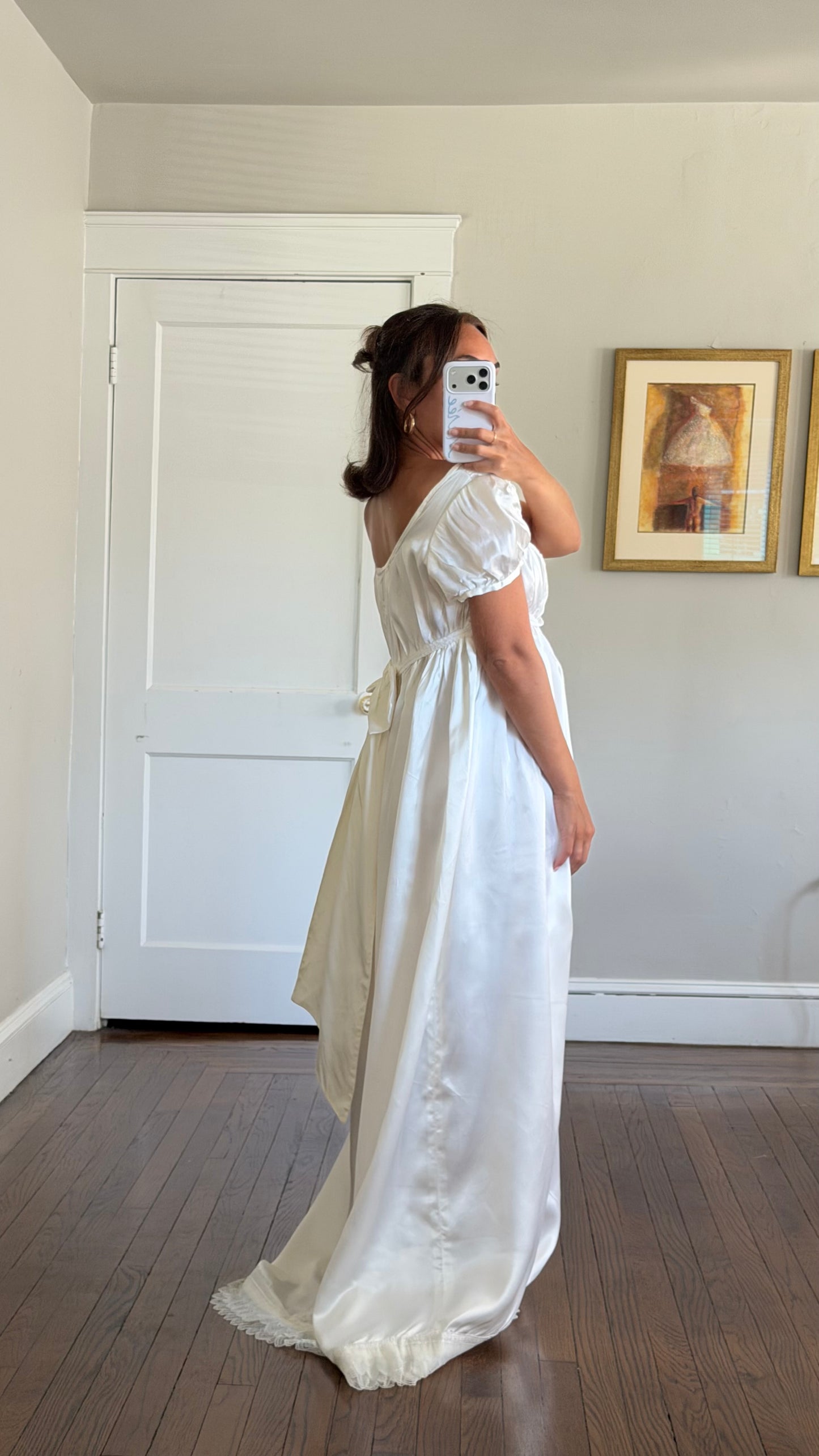 Empire Waist Cap Sleeve Wedding Gown
