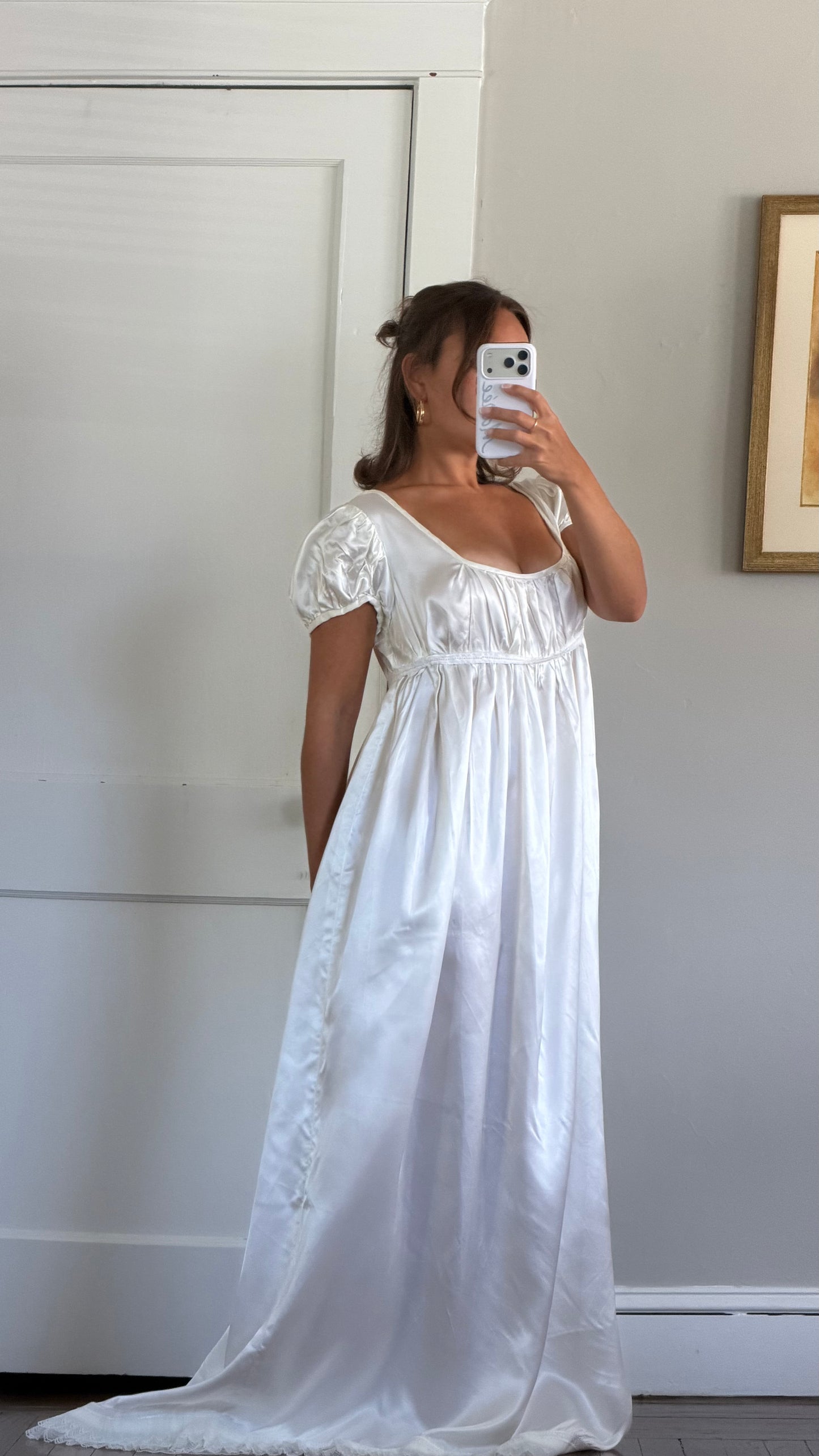 Empire Waist Cap Sleeve Wedding Gown