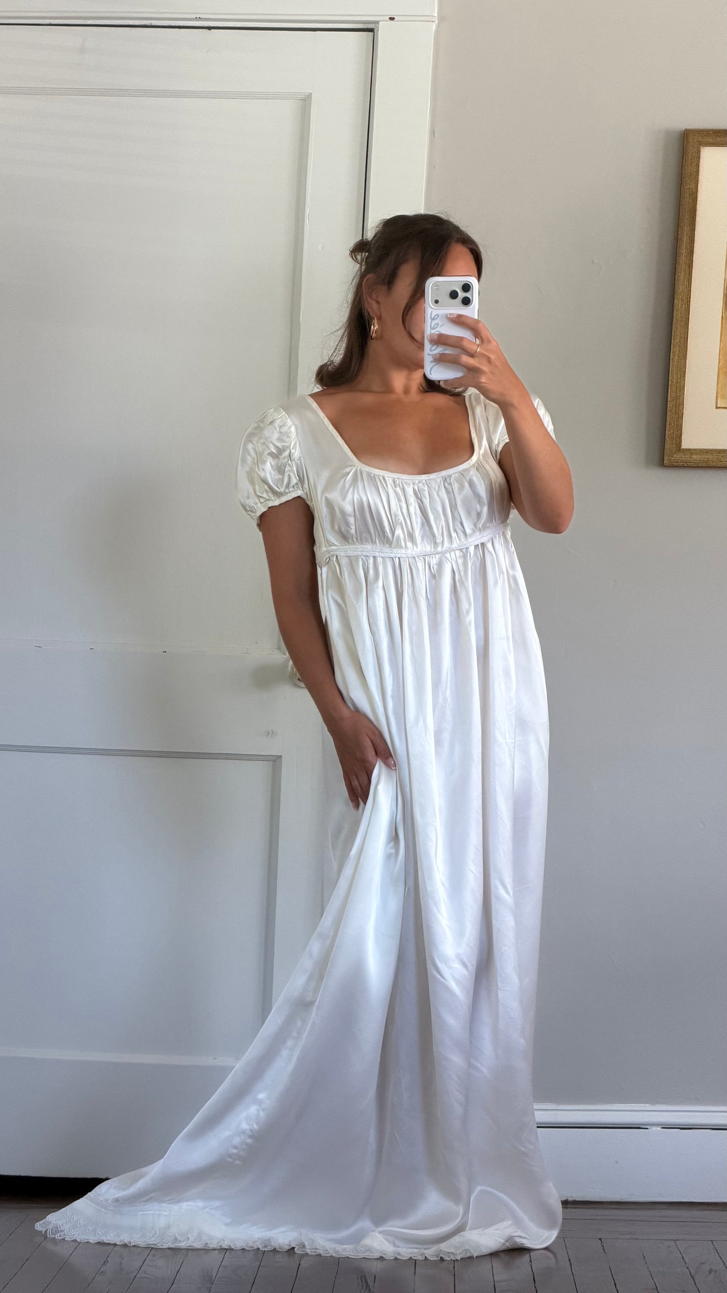 Empire Waist Cap Sleeve Wedding Gown