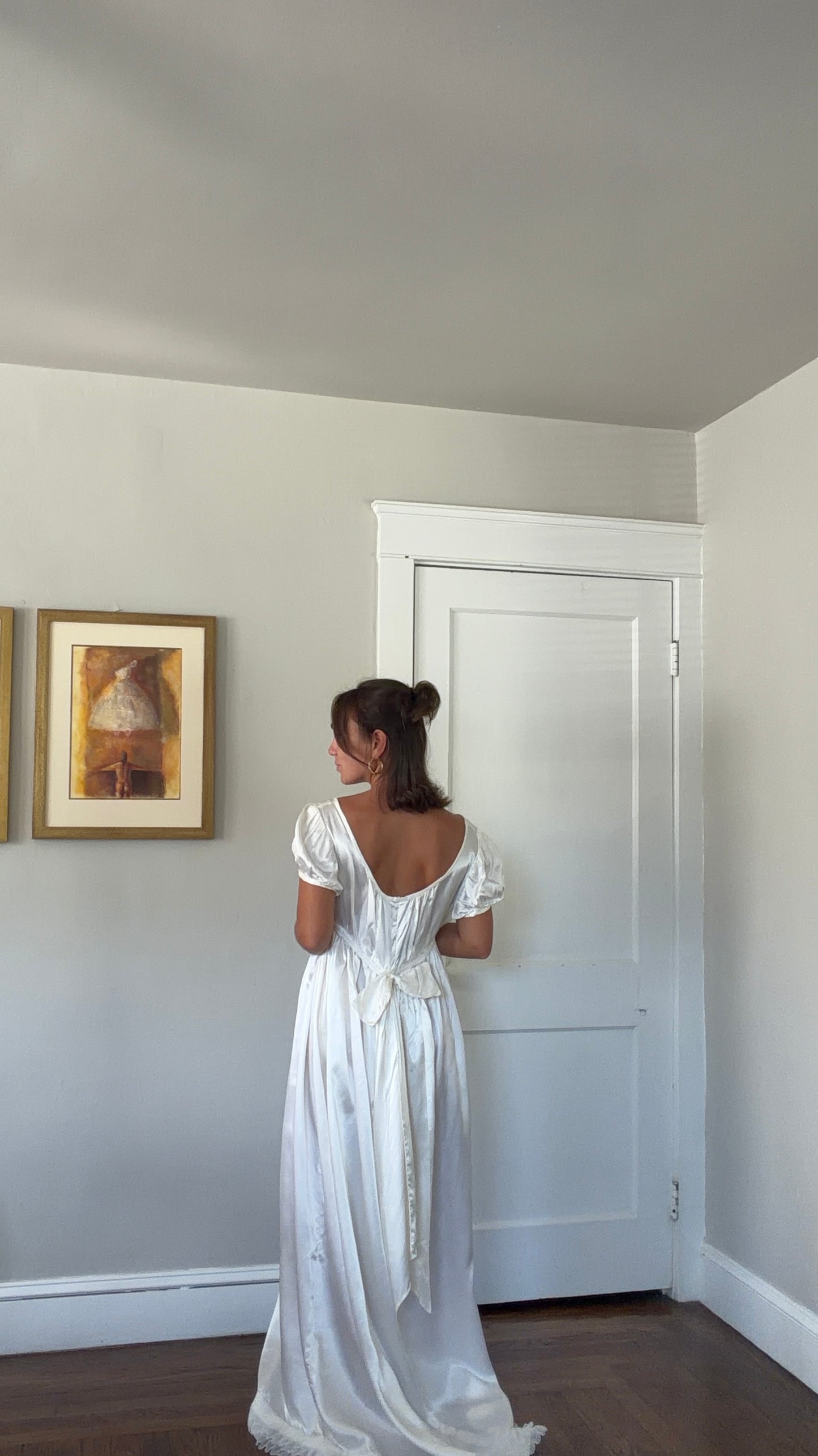 Empire Waist Cap Sleeve Wedding Gown