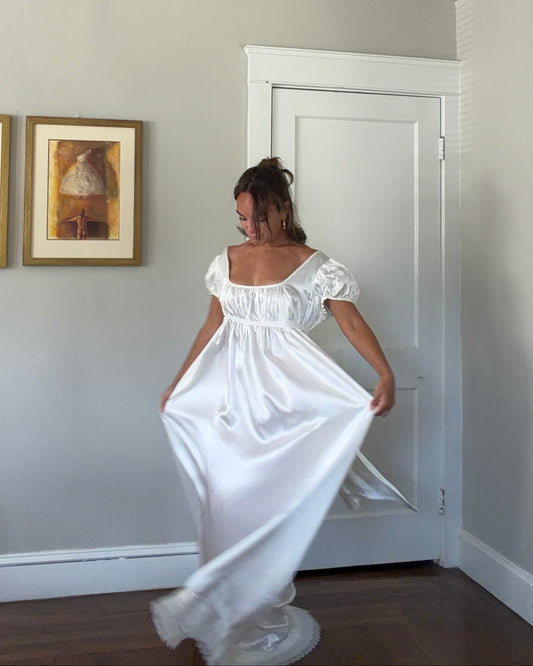 Empire Waist Cap Sleeve Wedding Gown