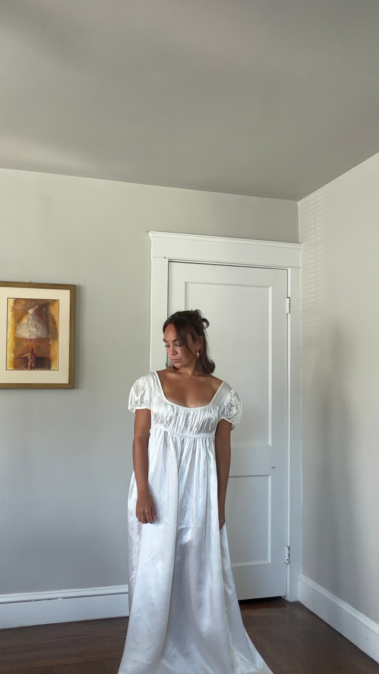 Empire Waist Cap Sleeve Wedding Gown