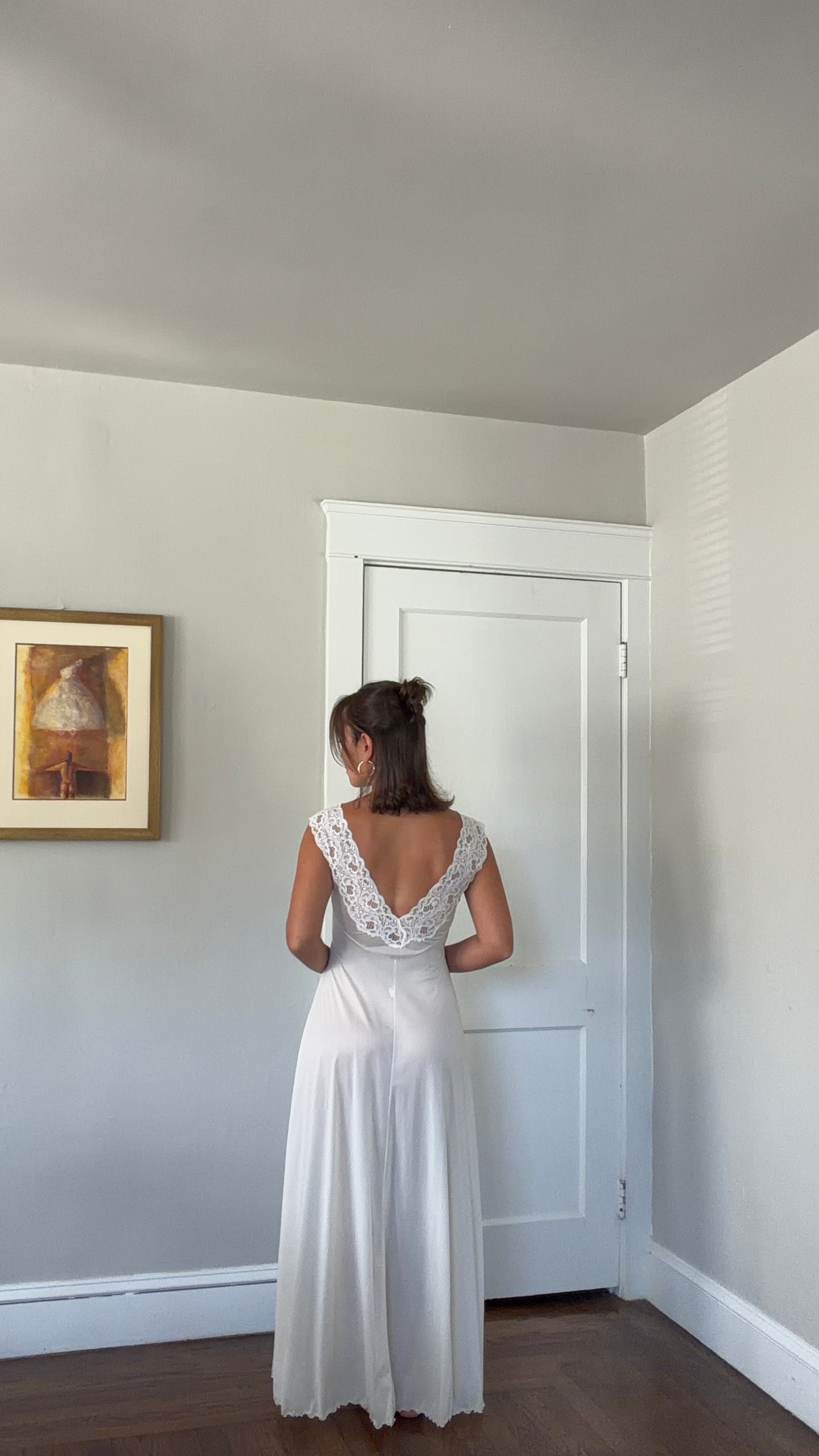 Rare New Zealand-Made Lace-Detail Plunge Slip