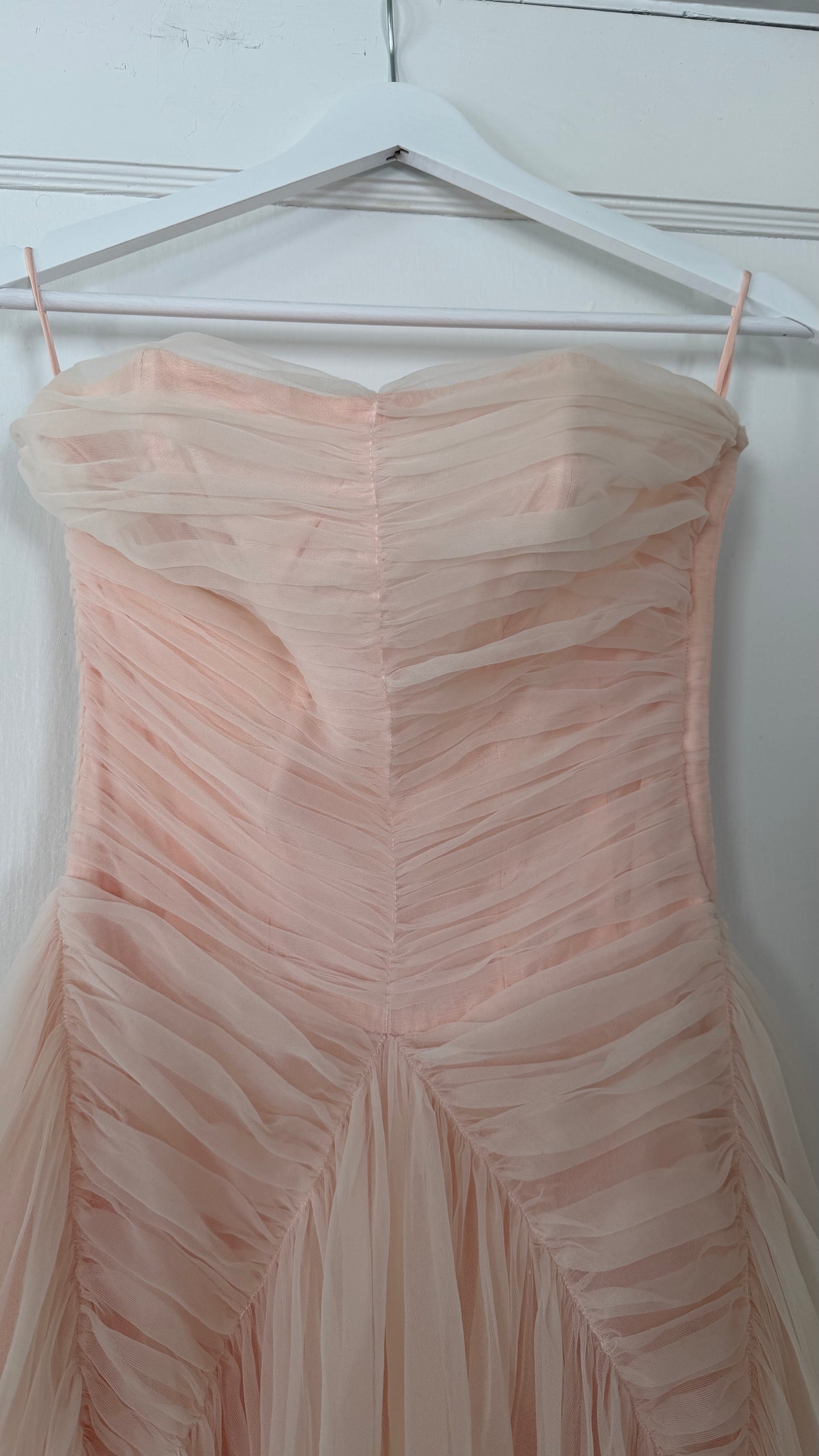 1950s Blush Tulle Gown with Neck Scarf