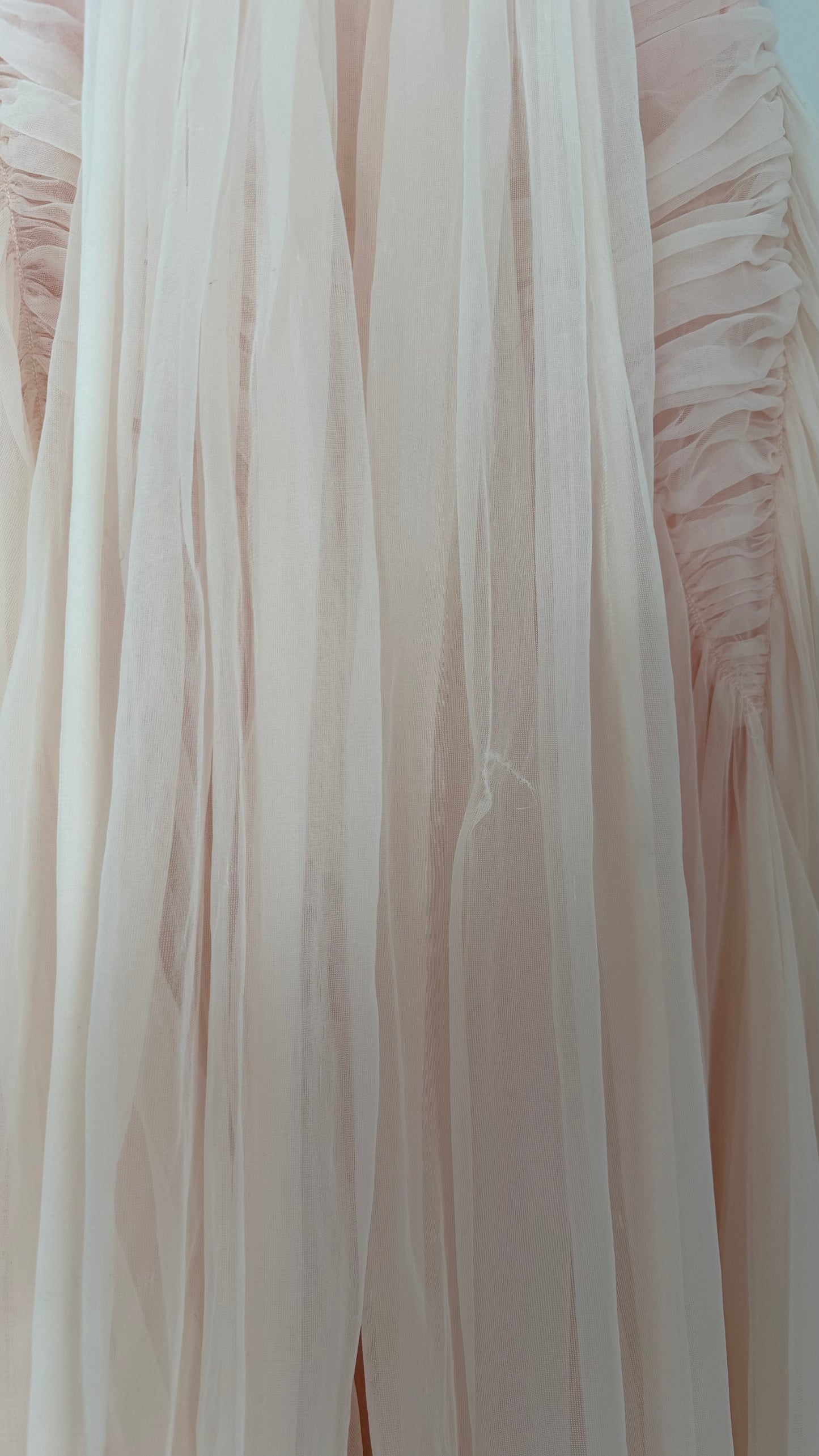 1950s Blush Tulle Gown with Neck Scarf