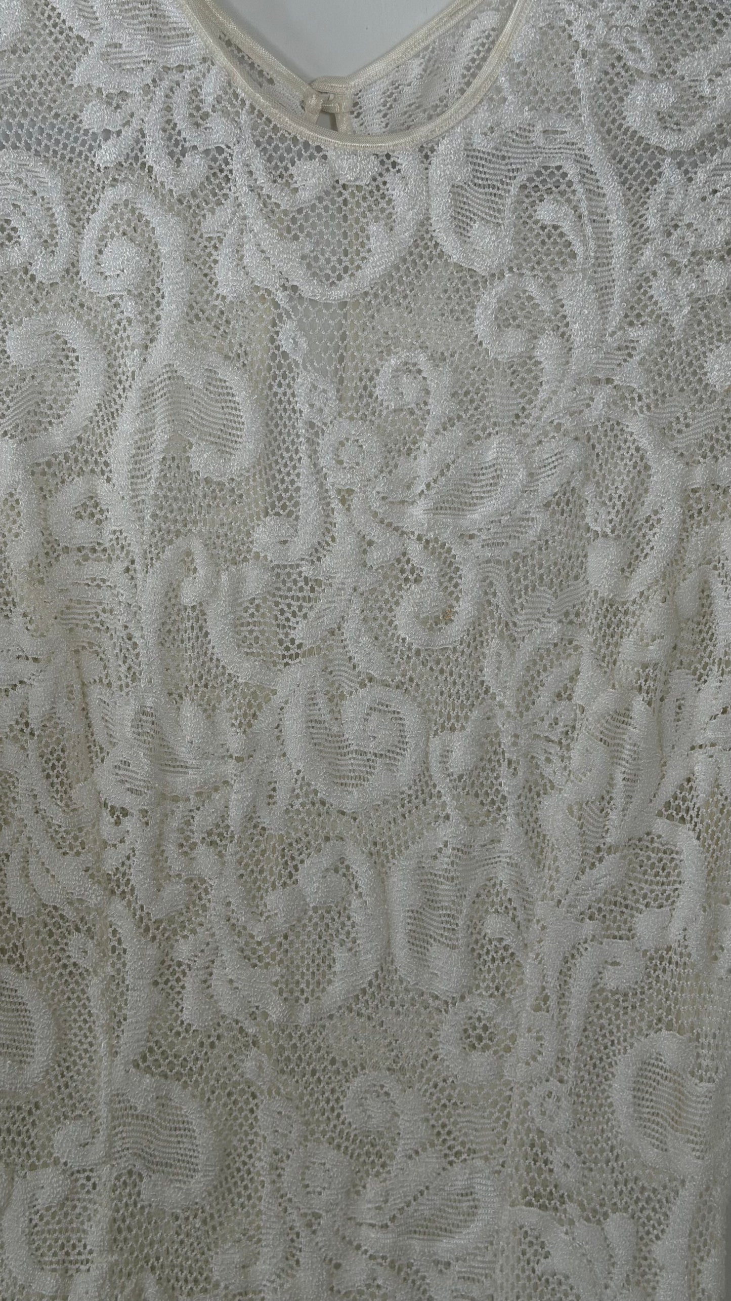 Vintage Ivory Stretch Lace Overlay Gown
