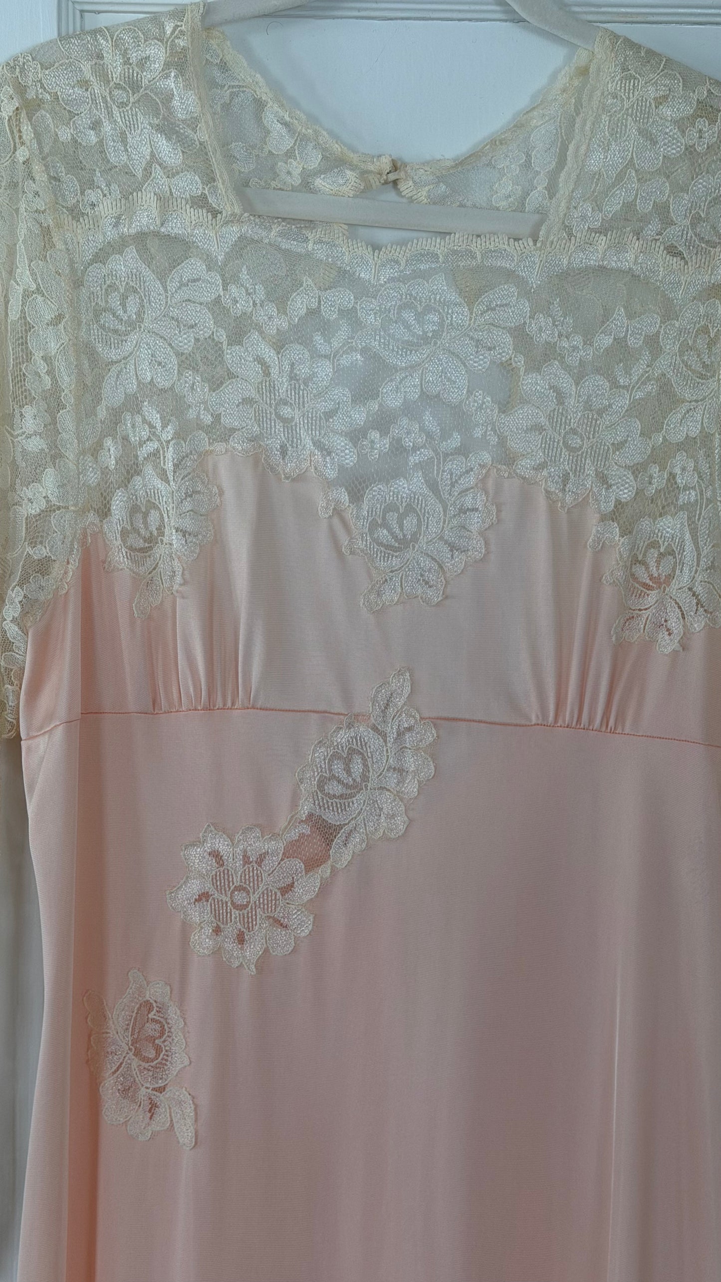 Long Sleeve Lace-Detail Open-Back Blush Bridal Slip