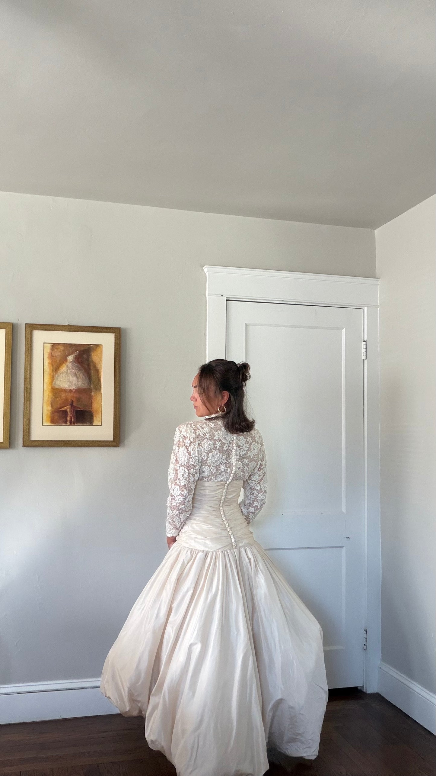 Rare Silk Skirt Drop Waist Bubble Hem Wedding Gown
