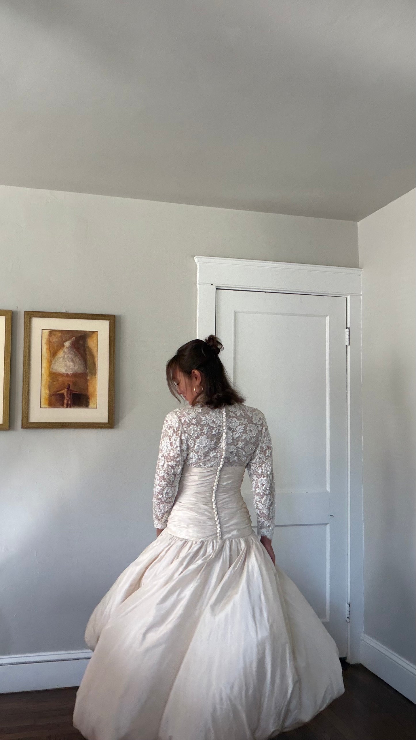 Rare Silk Skirt Drop Waist Bubble Hem Wedding Gown