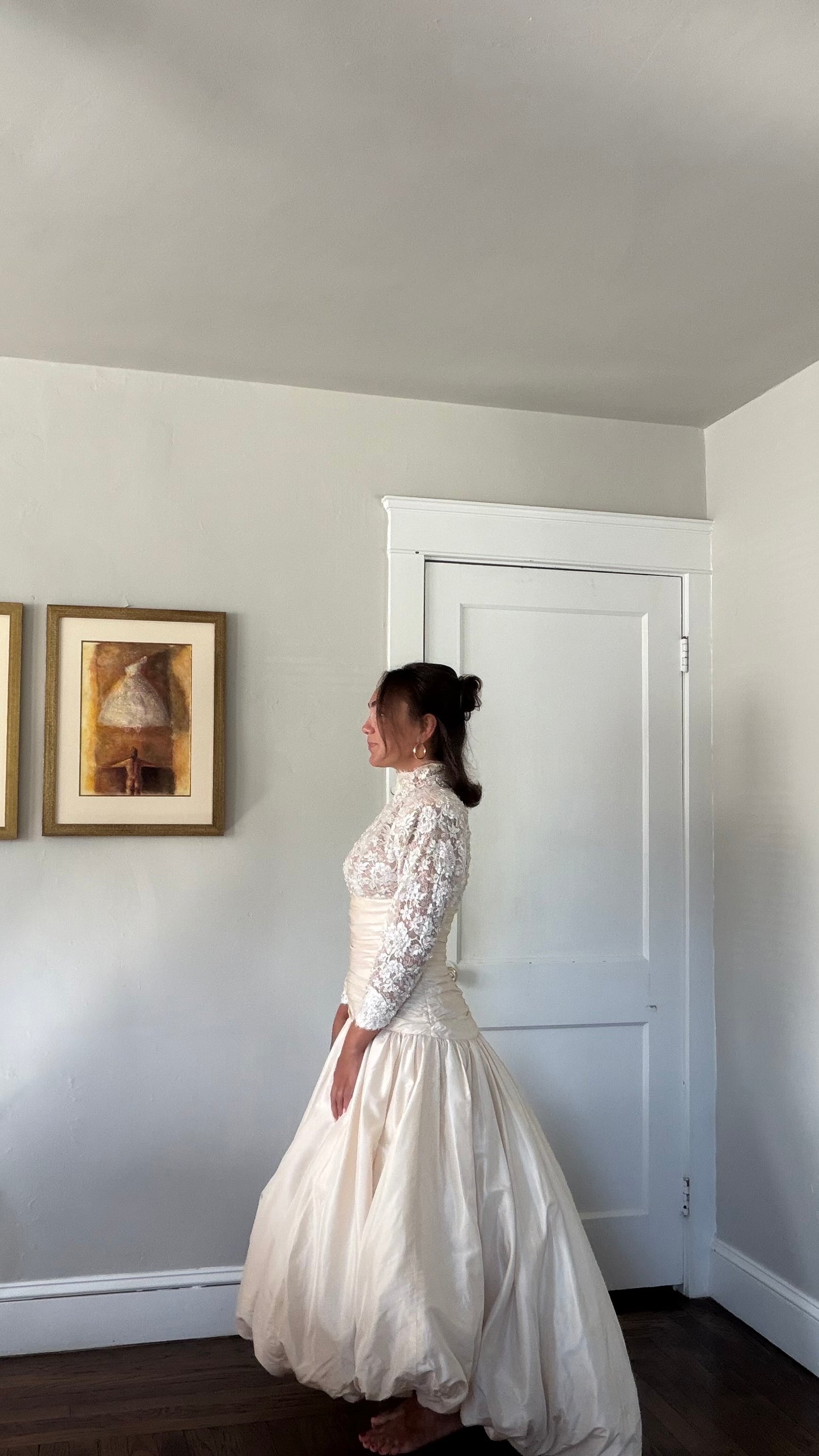 Rare Silk Skirt Drop Waist Bubble Hem Wedding Gown