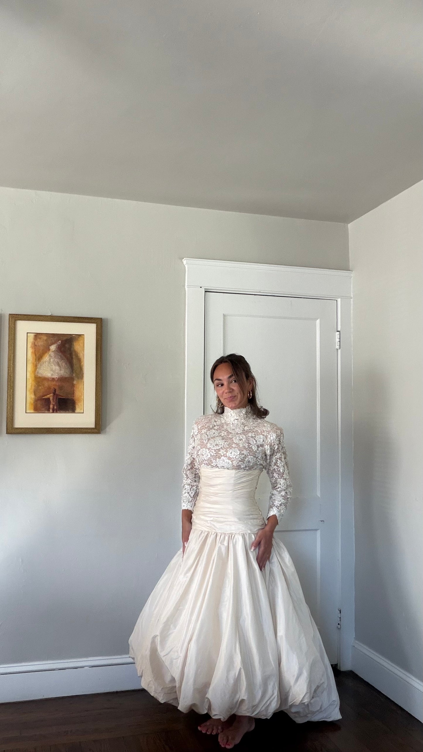 Rare Silk Skirt Drop Waist Bubble Hem Wedding Gown