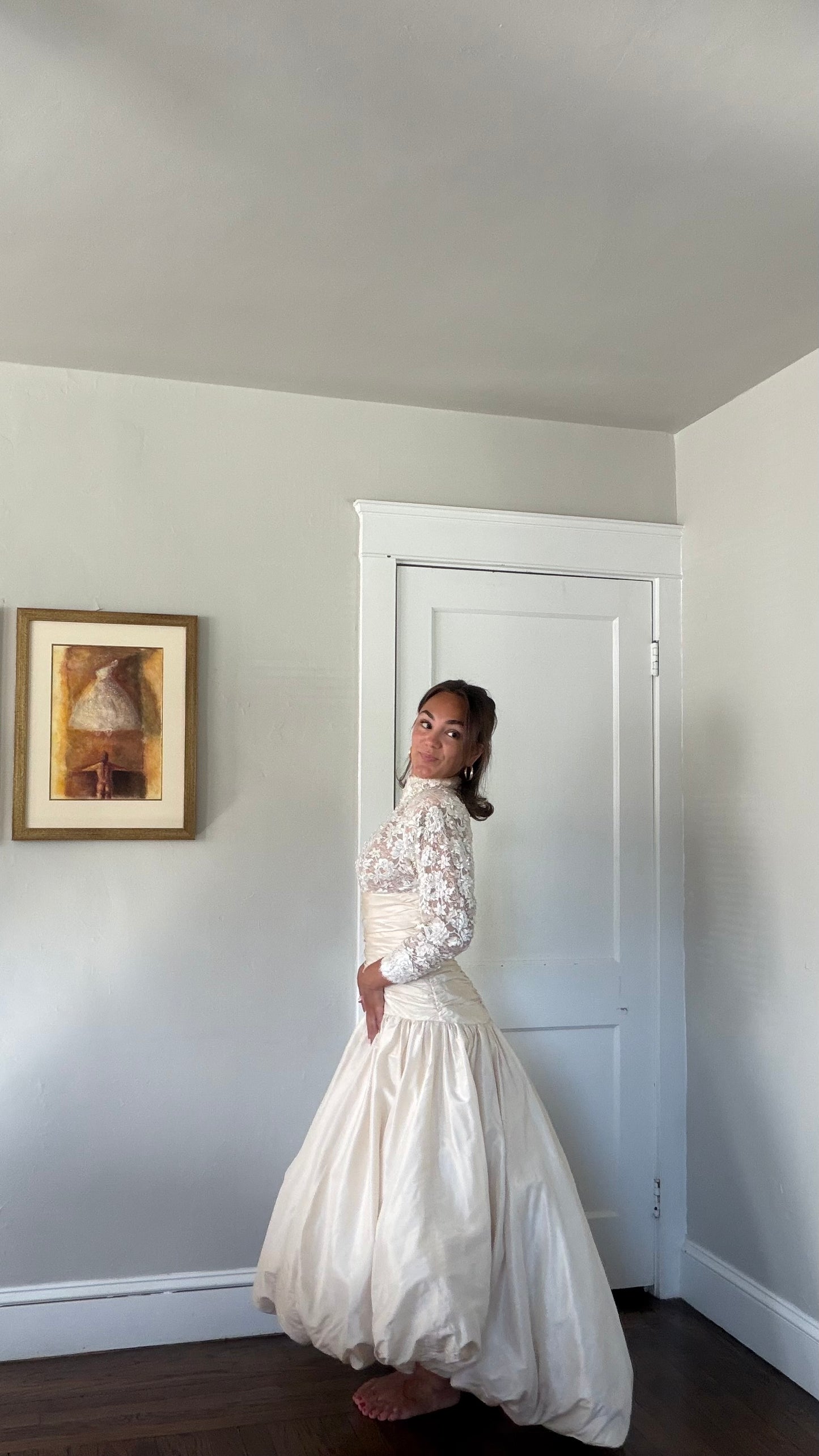 Rare Silk Skirt Drop Waist Bubble Hem Wedding Gown