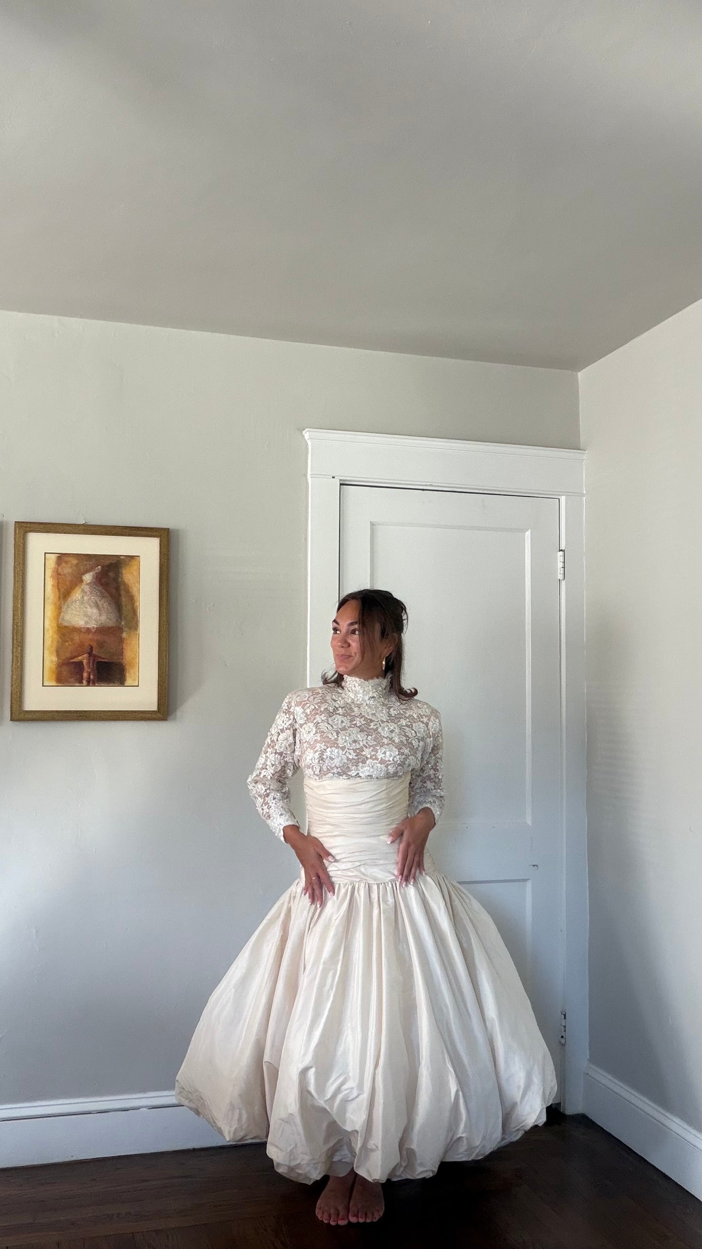 Rare Silk Skirt Drop Waist Bubble Hem Wedding Gown