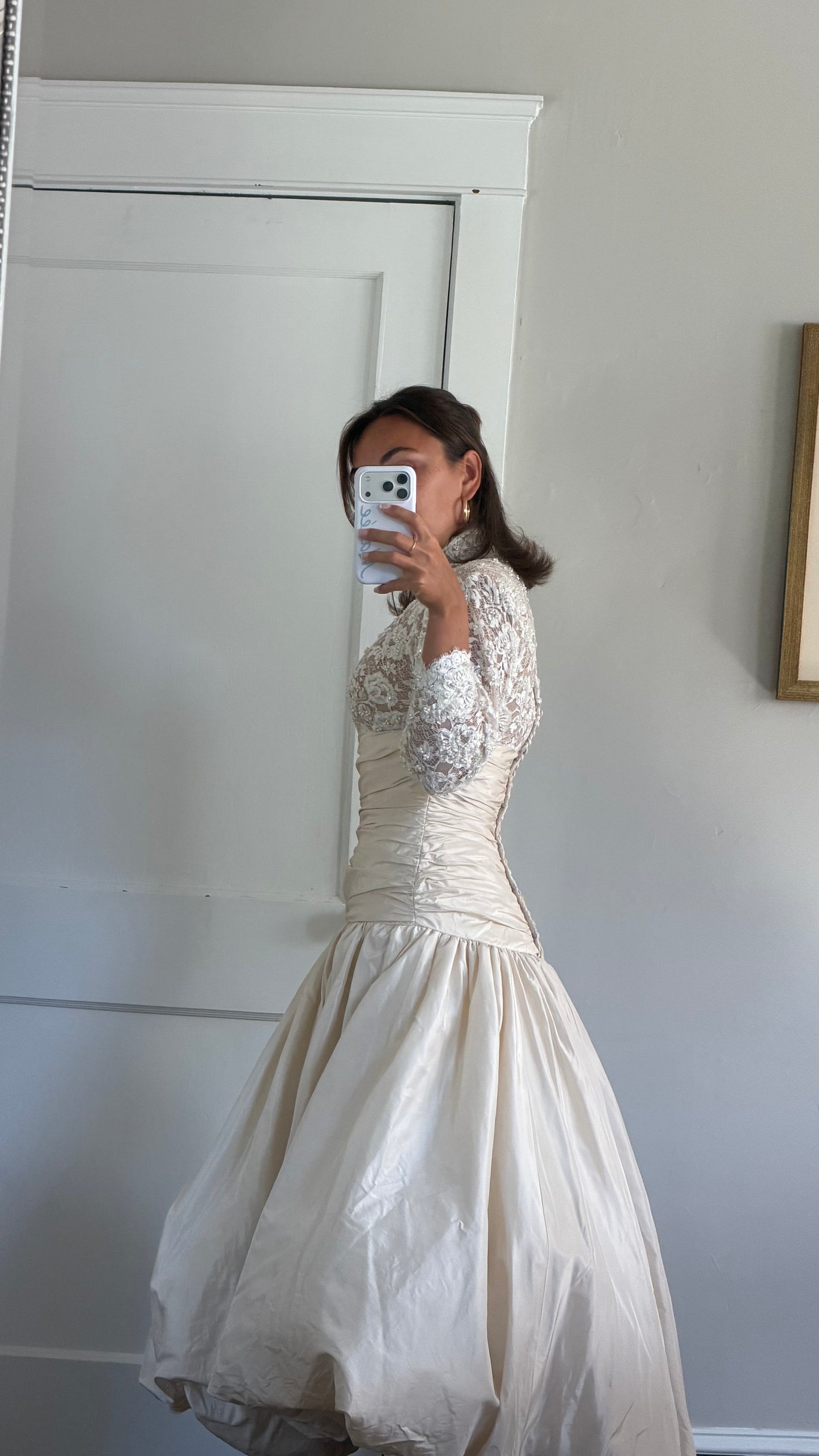 Rare Silk Skirt Drop Waist Bubble Hem Wedding Gown